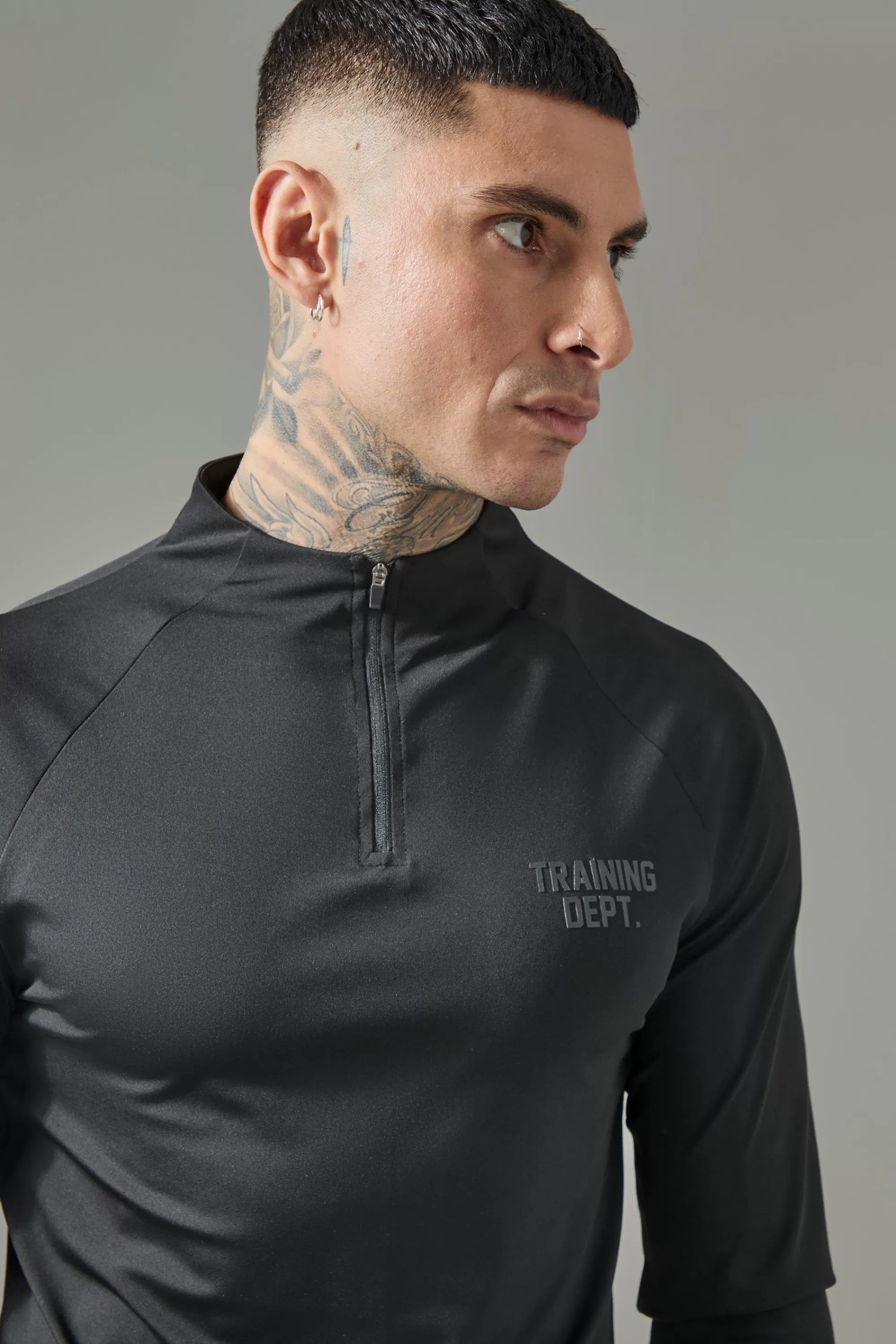 boohooMAN Tall Man Active Training Dept Muscle Fit 1/4 Zip | UK
