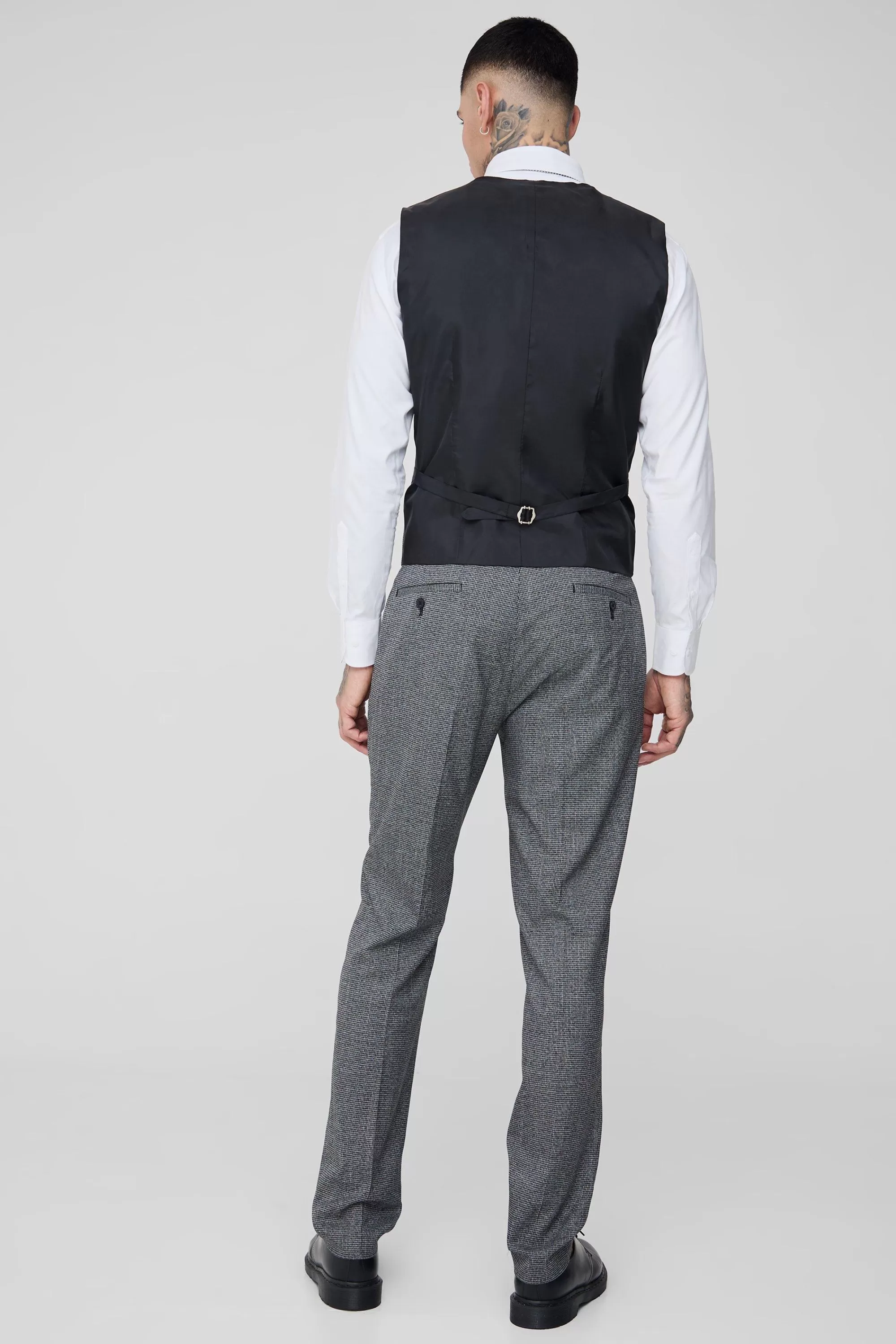 boohooMAN Tall Mini Dogtooth Slim Fit Suit Trouser | UK