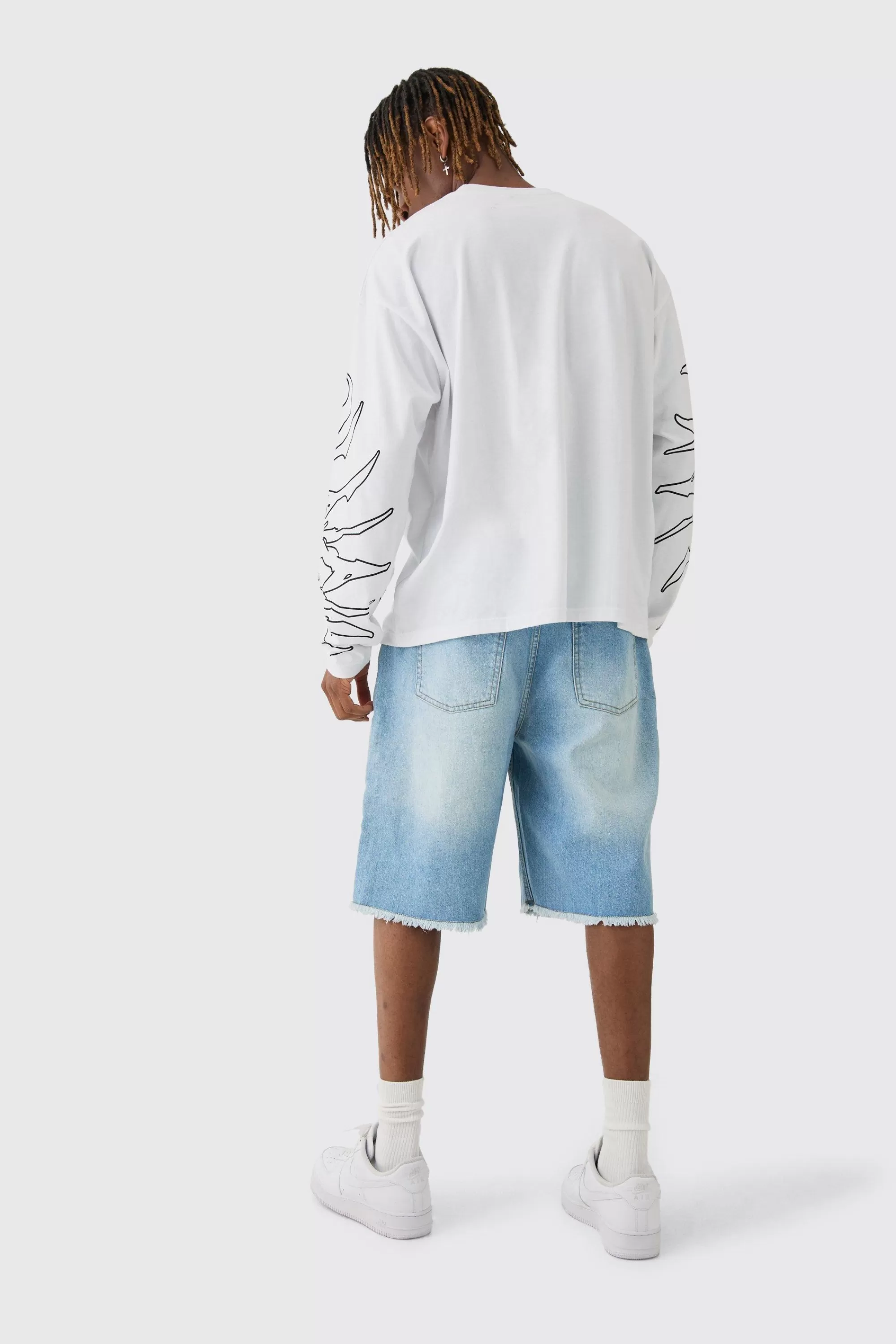 boohooMAN Tall Multi Waistband Relaxed Fit Denim Shorts | UK