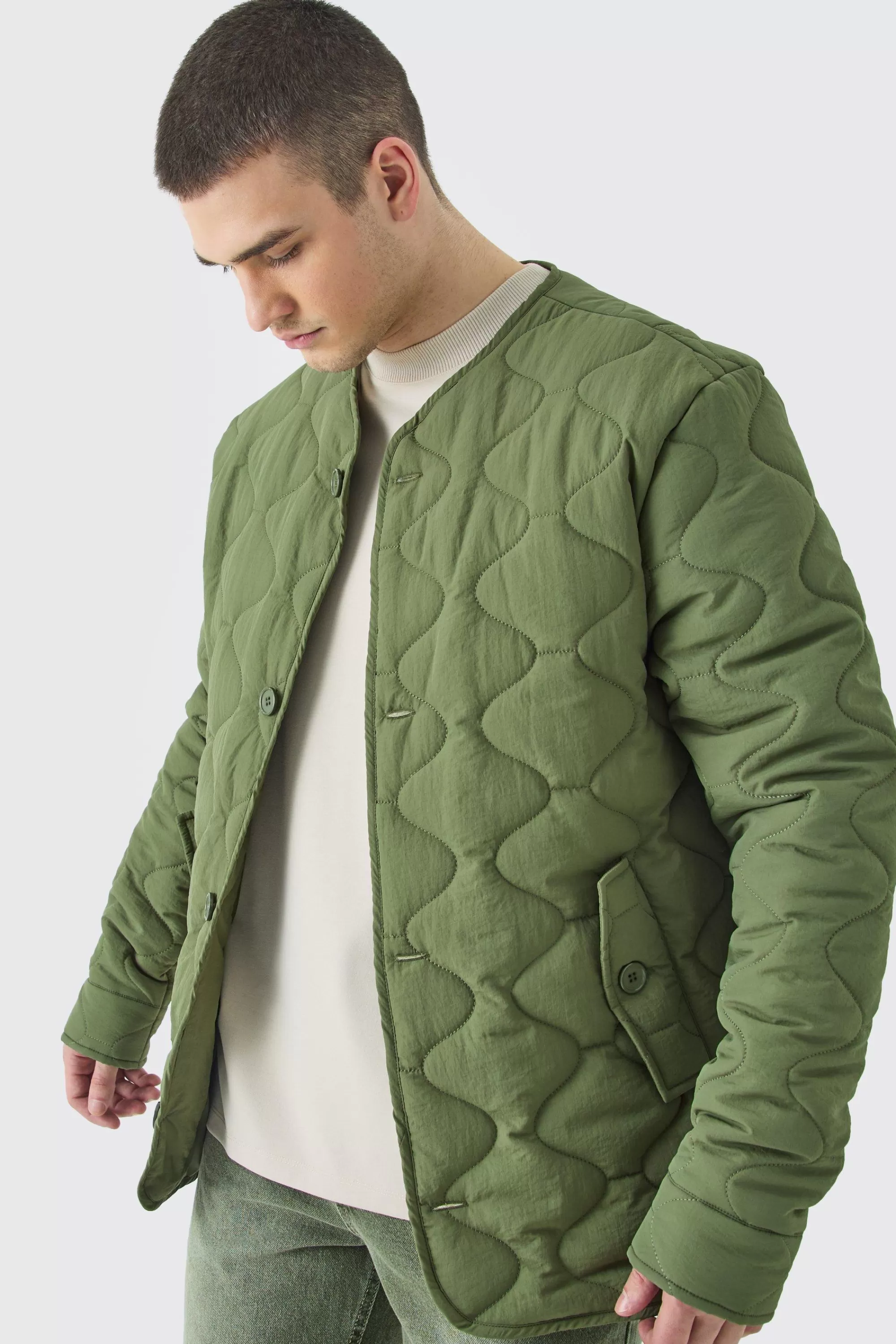 boohooMAN Tall Onion Quilted Liner Jacket | UK