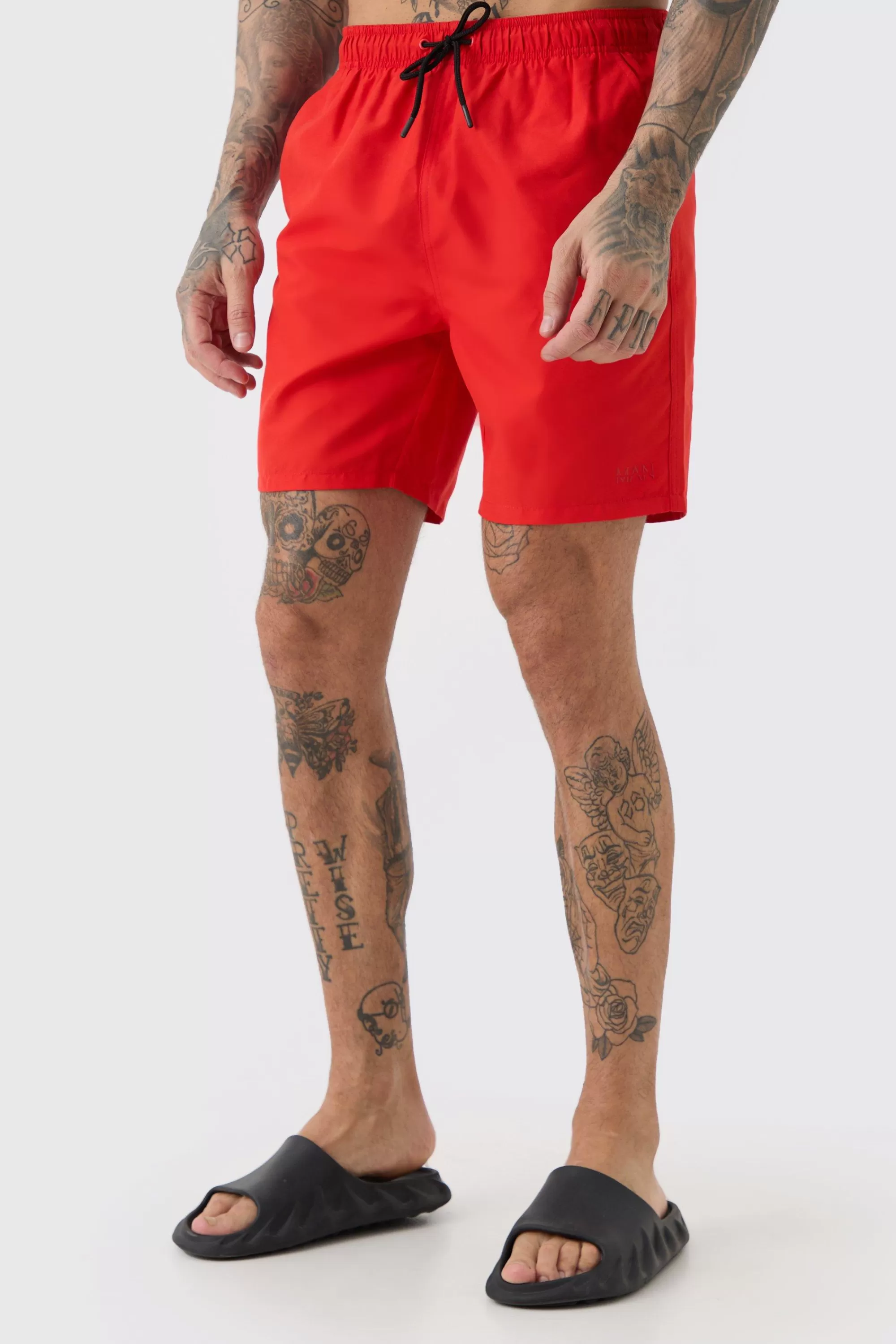 boohooMAN Tall Original Man Mid Length Swim Short | UK