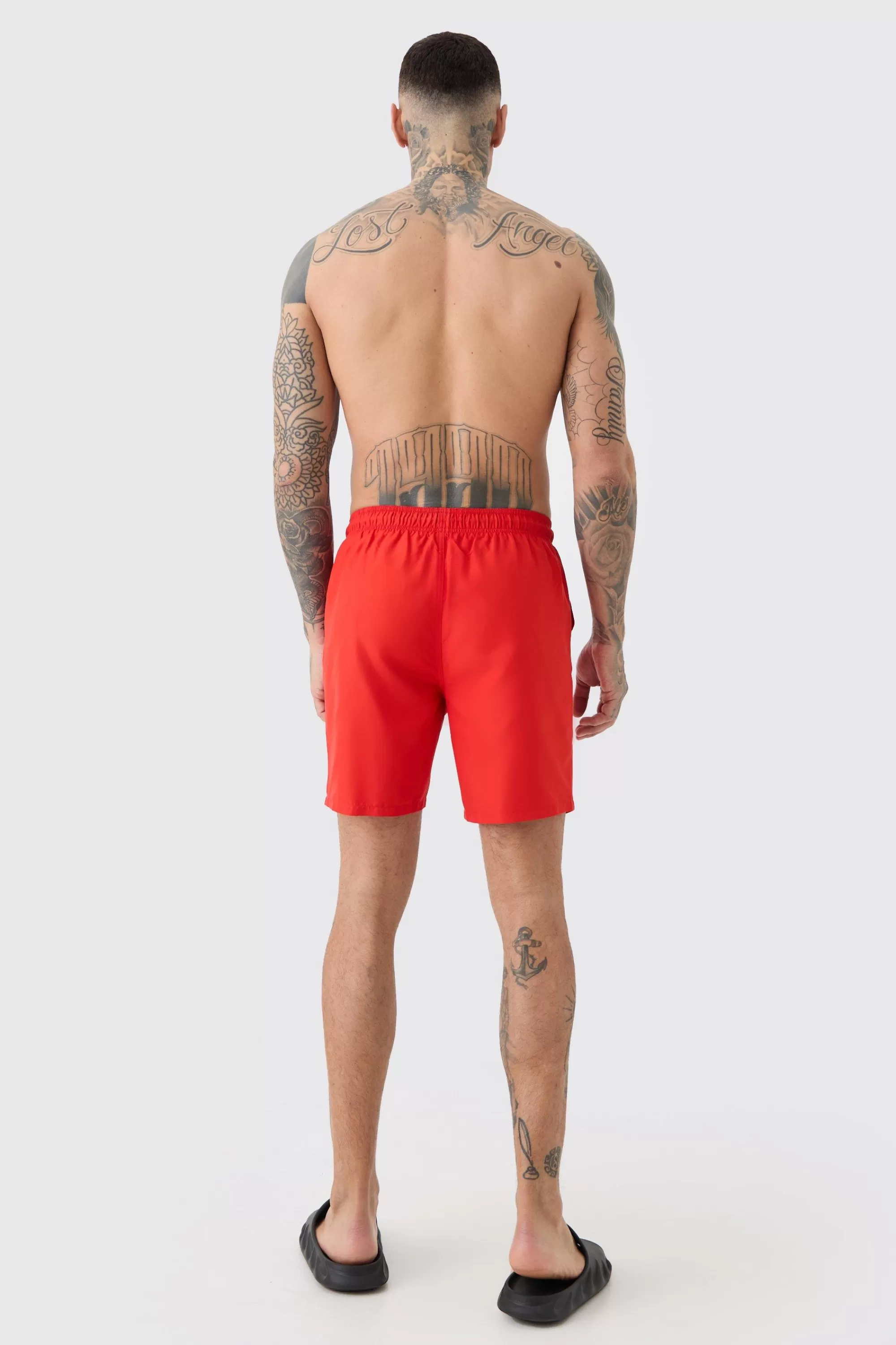 boohooMAN Tall Original Man Mid Length Swim Short | UK