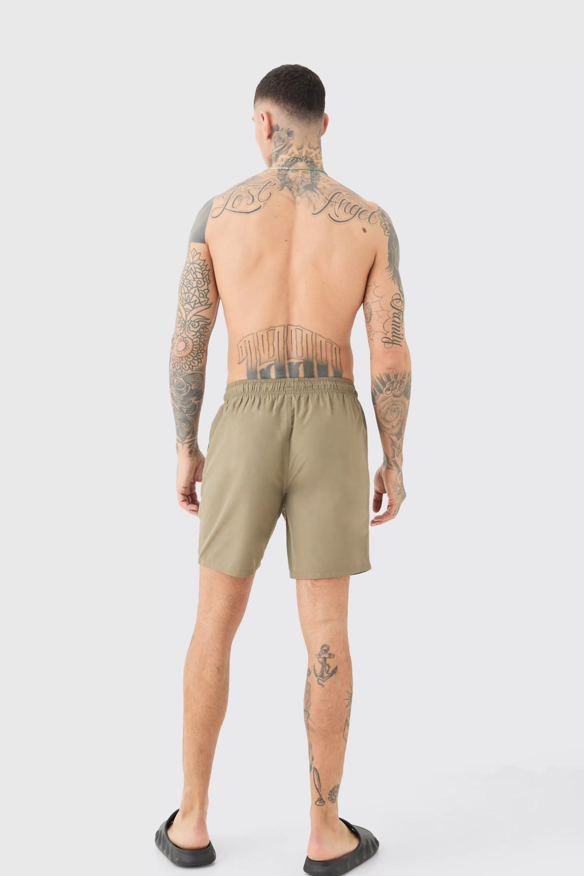 boohooMAN Tall Original Man Mid Length Swim Short | UK