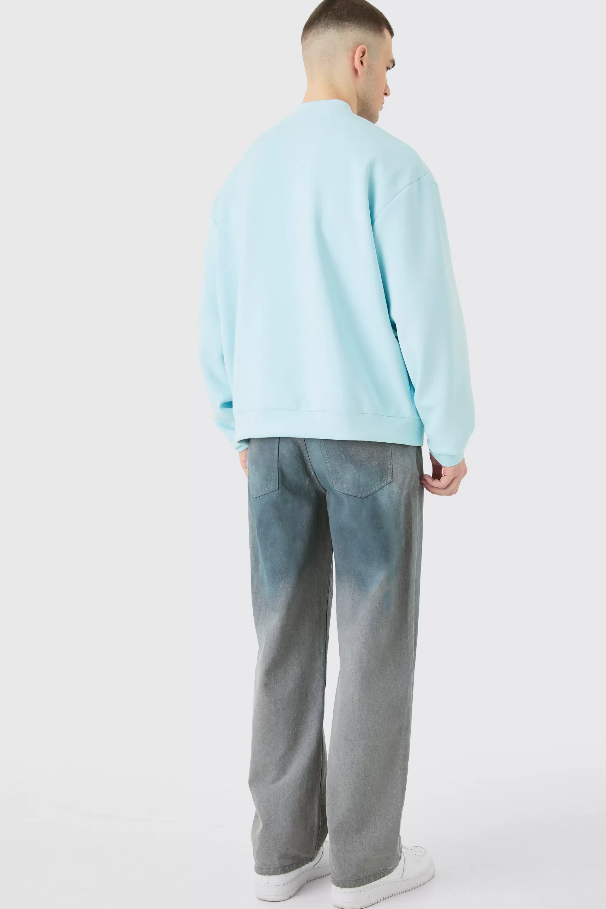 boohooMAN Tall Oversized Boxy Scuba Bomber Jacket | UK