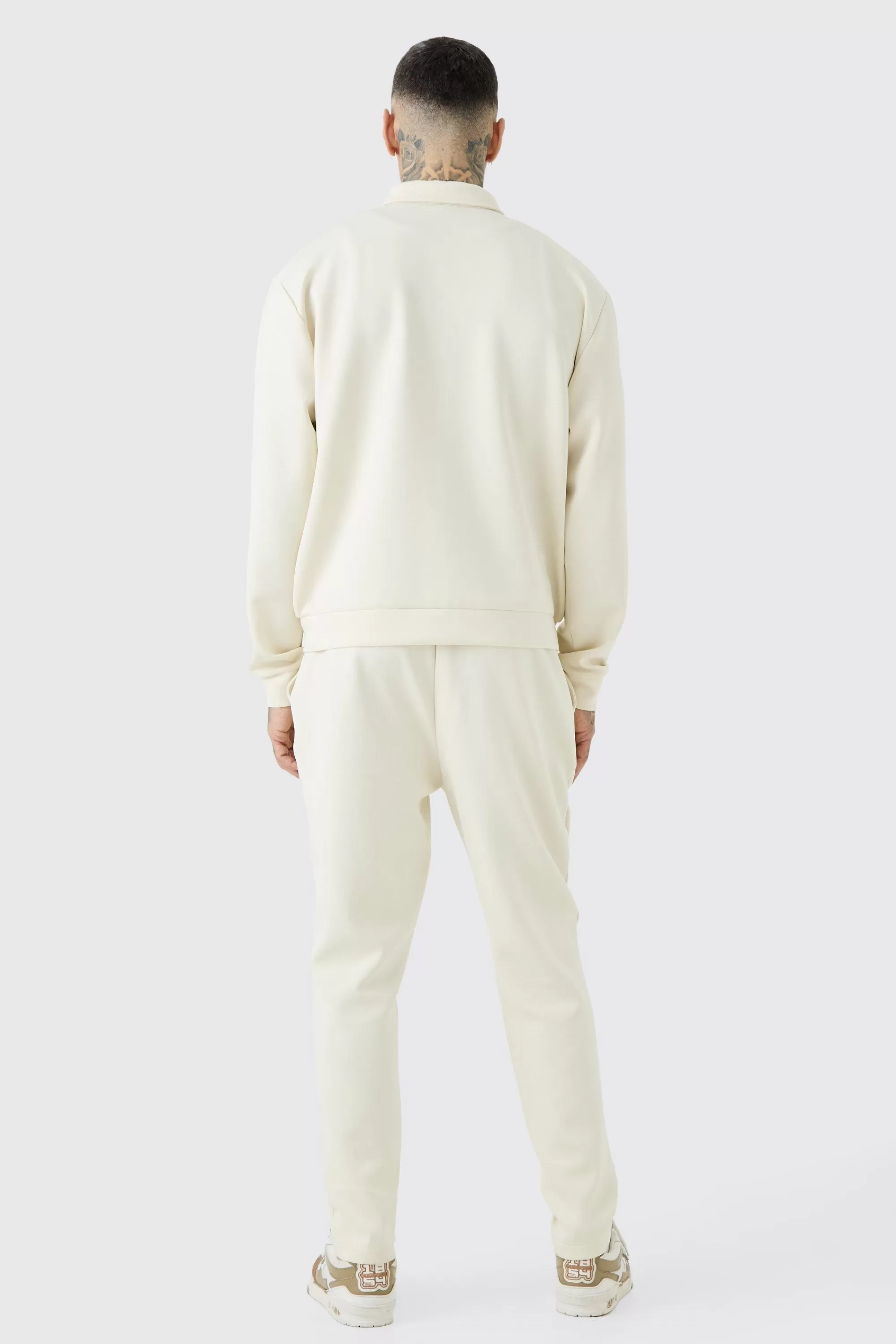 boohooMAN Tall Oversized Boxy Scuba Embossed Harrington | UK