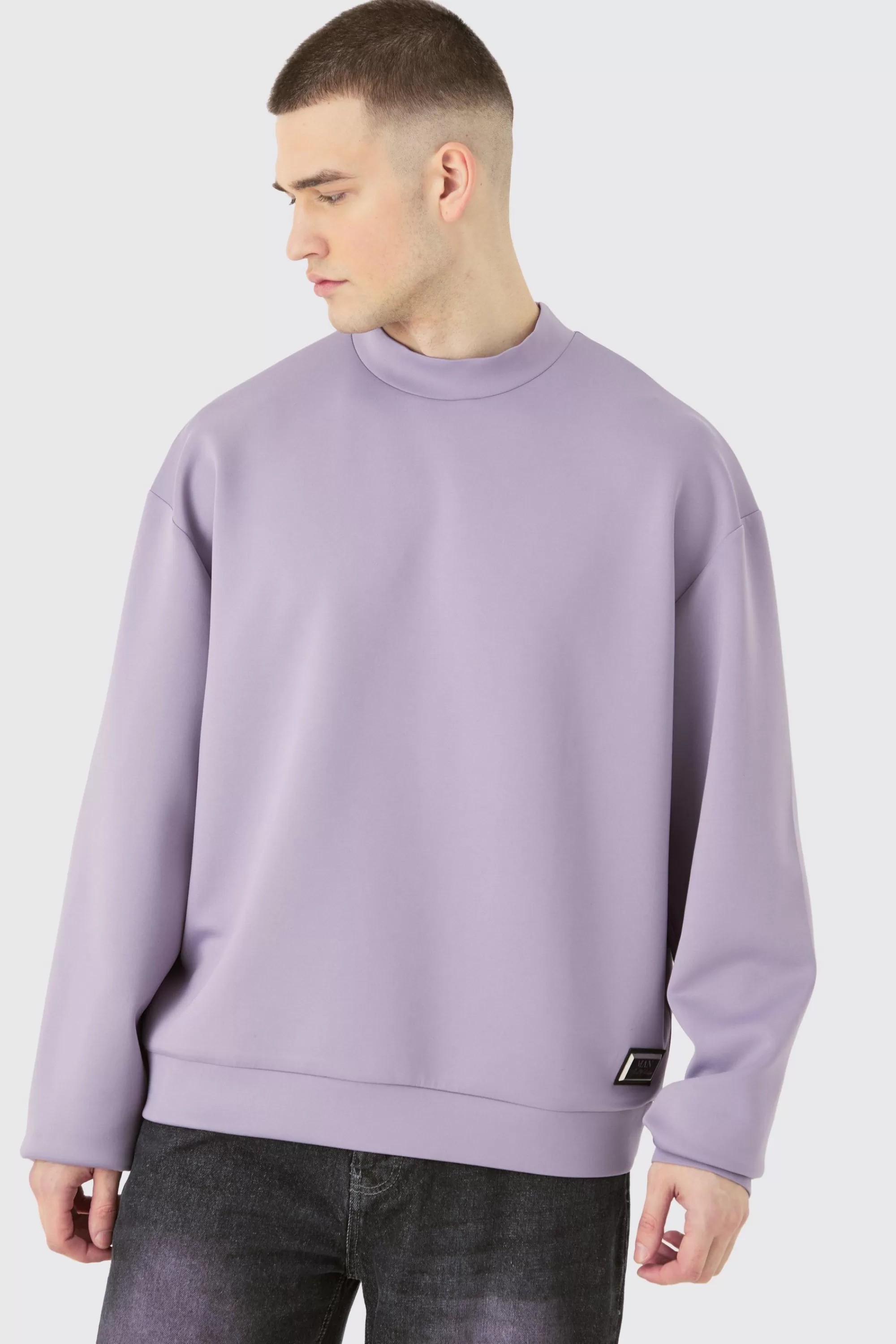 boohooMAN Tall Oversized Boxy Scuba Sweatshirt | UK