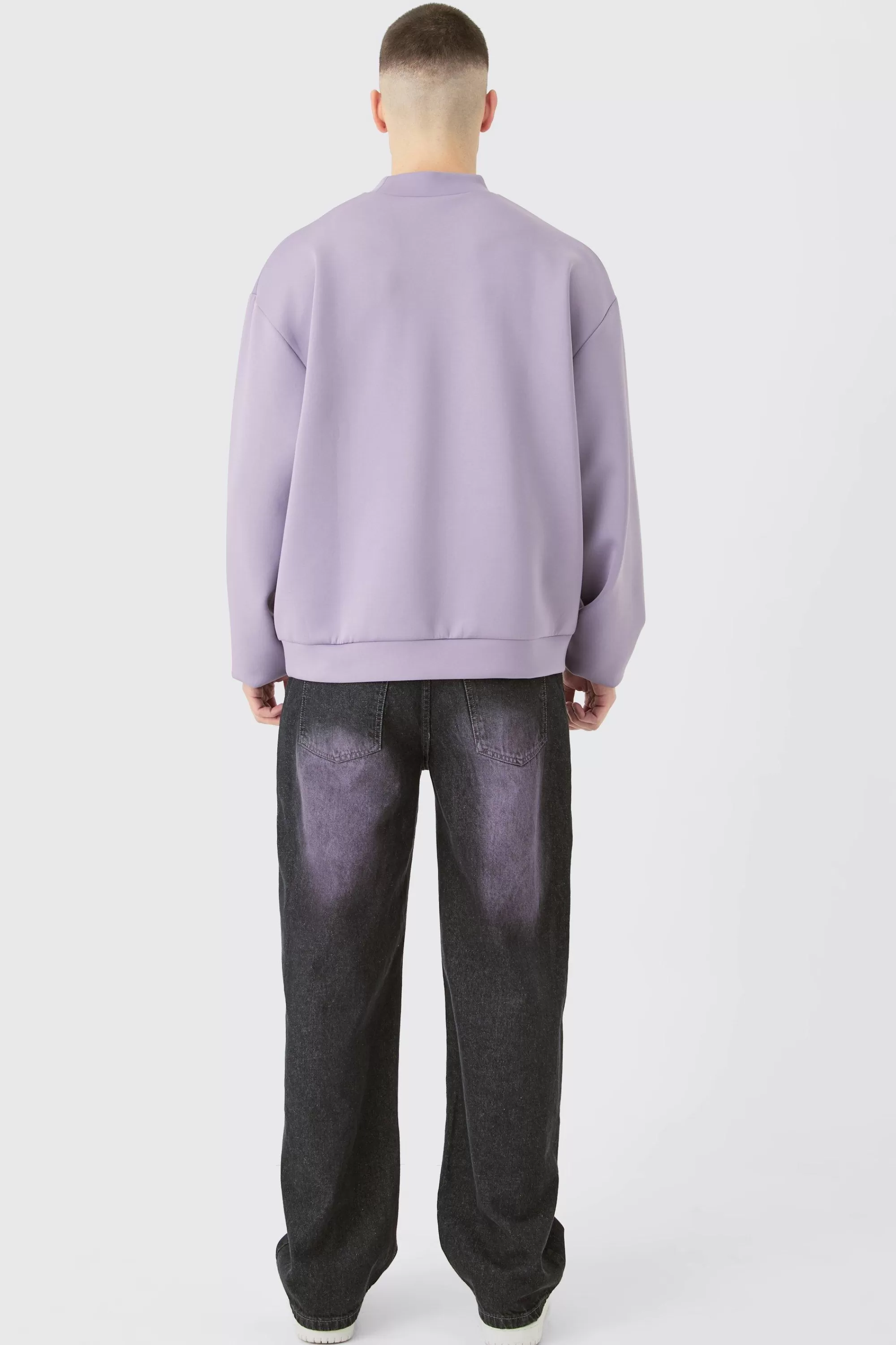 boohooMAN Tall Oversized Boxy Scuba Sweatshirt | UK