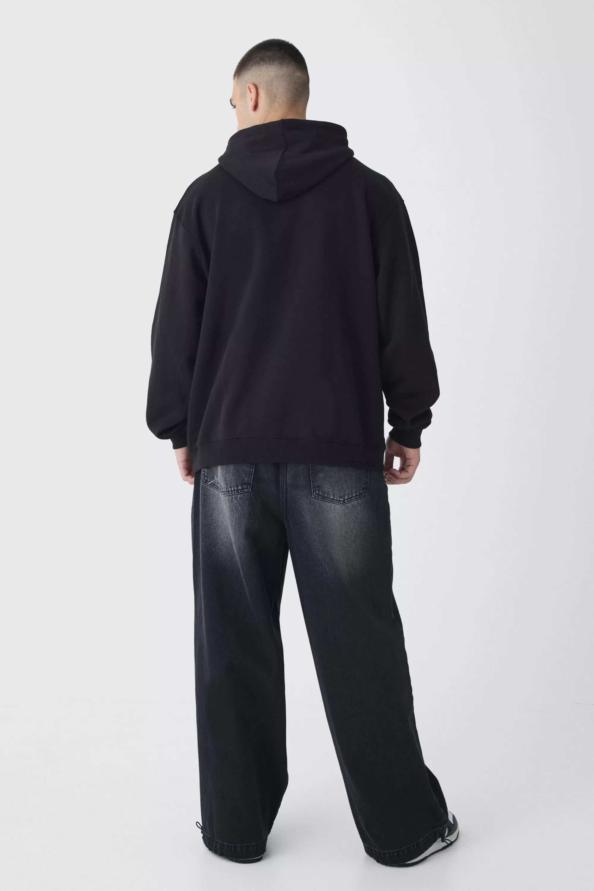 boohooMAN Tall Oversized Floral Balaclava Print Hoodie | UK
