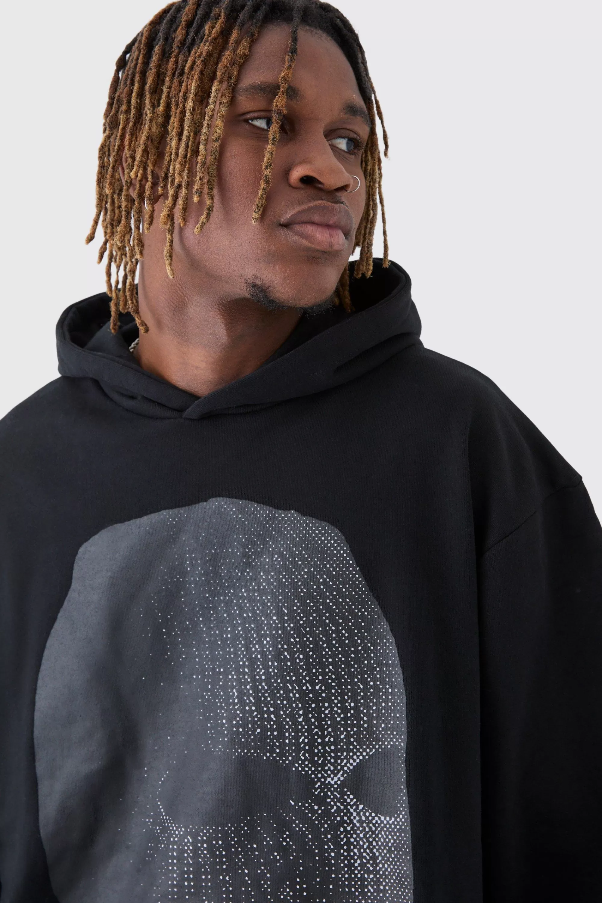 boohooMAN Tall Oversized Heavyweight Loopback Graphic Hoodie | UK