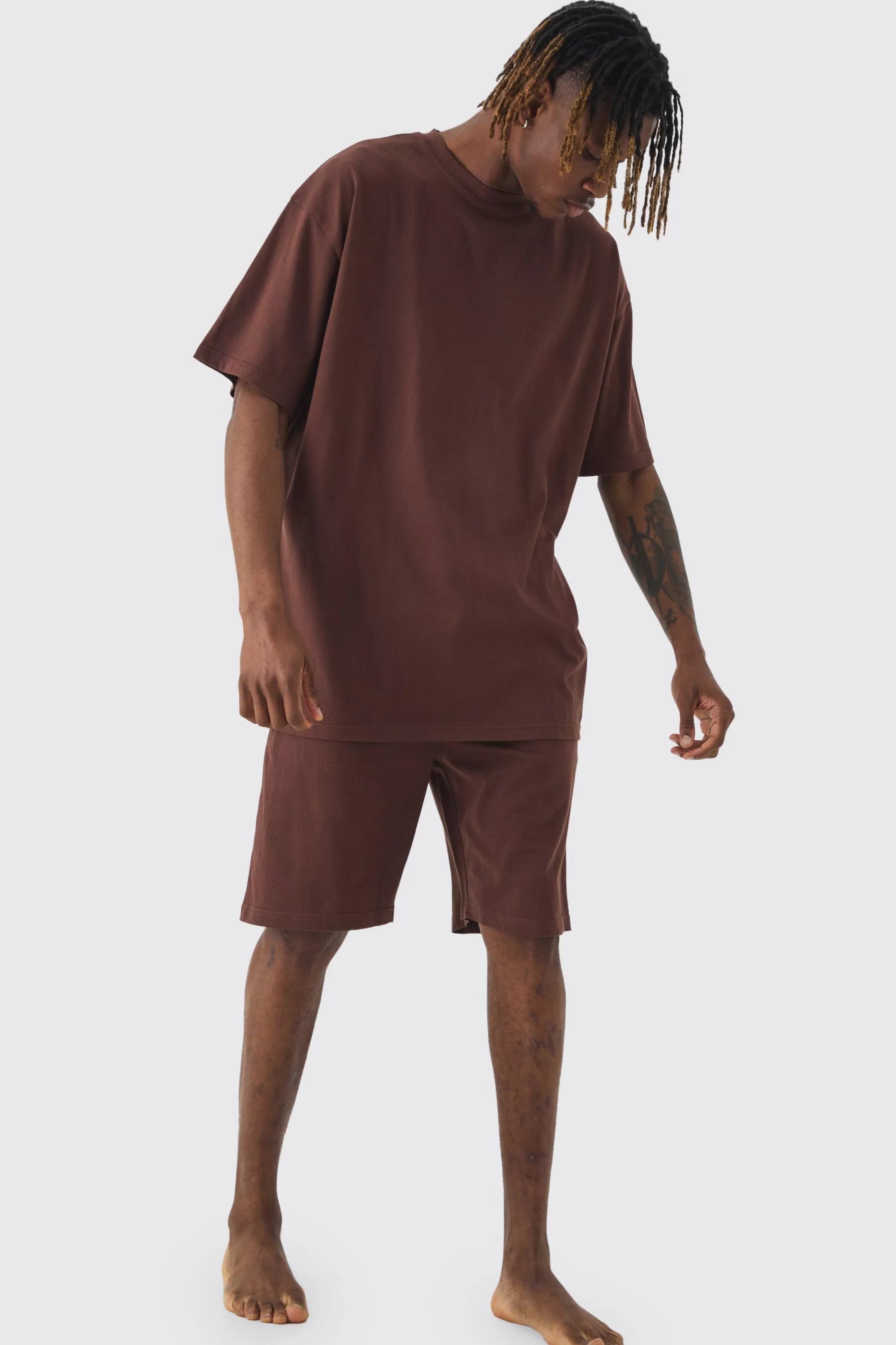 boohooMAN Tall Oversized Lounge Short Set In | UK