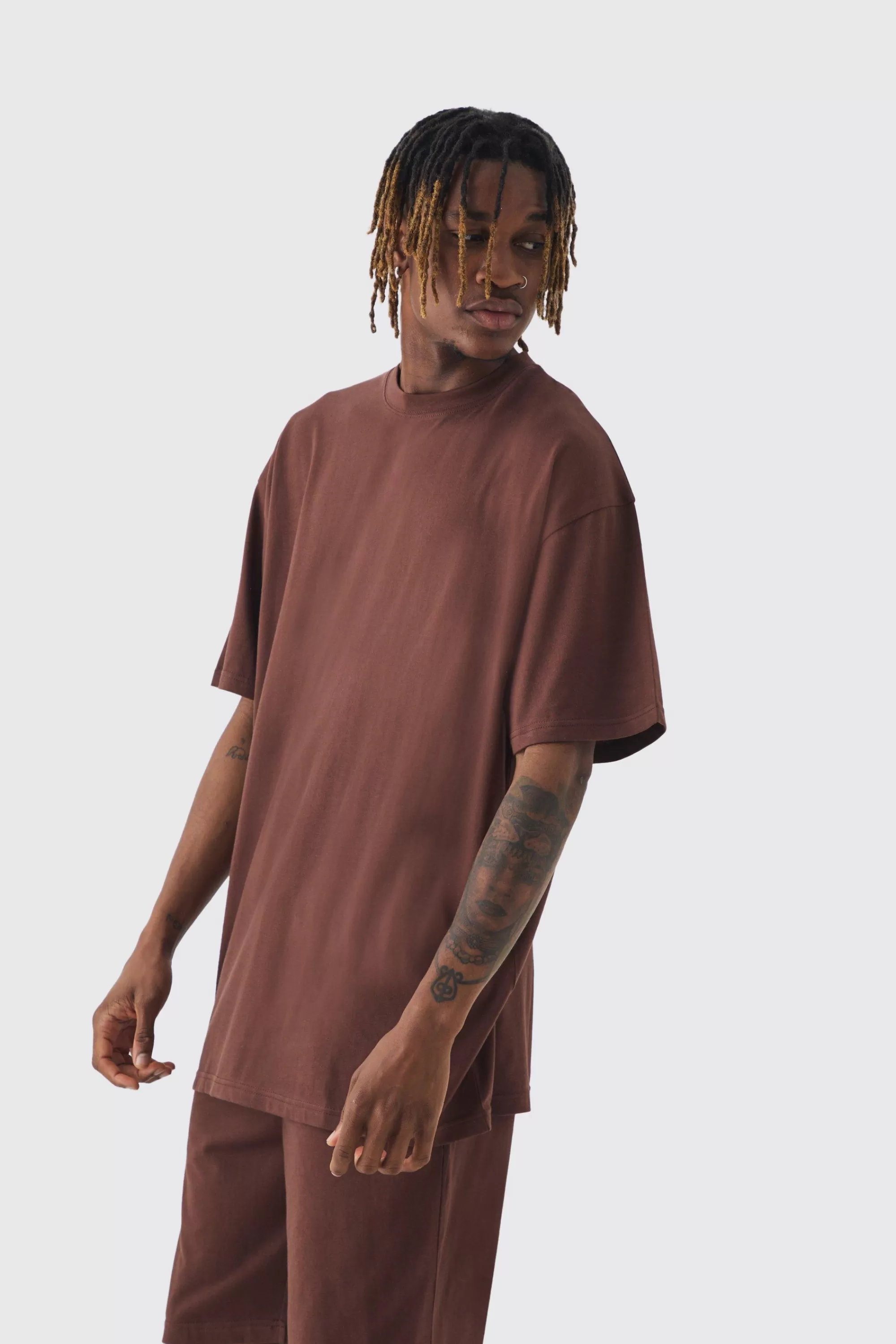 boohooMAN Tall Oversized Lounge Short Set In | UK