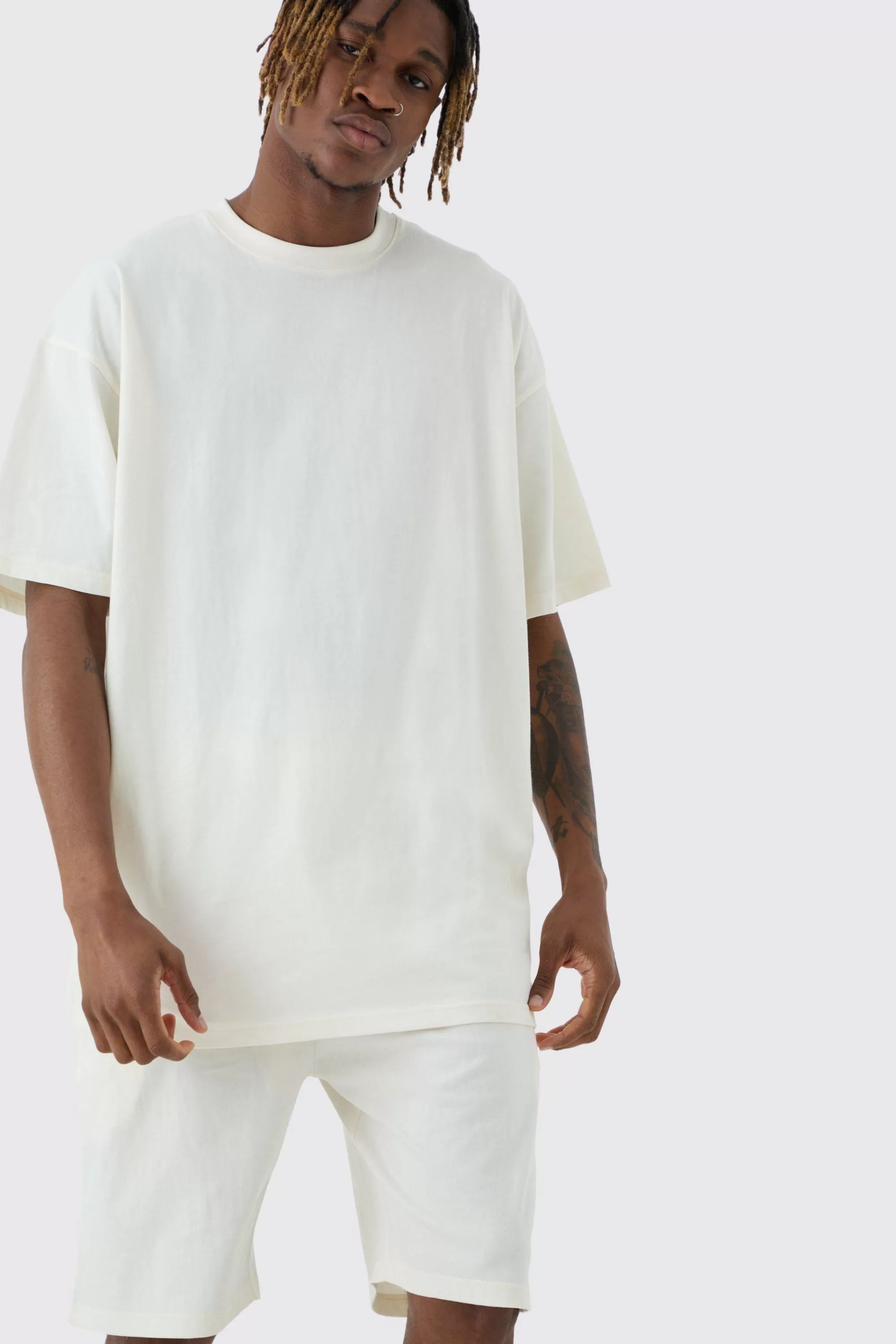 boohooMAN Tall Oversized Lounge Short Set In | UK