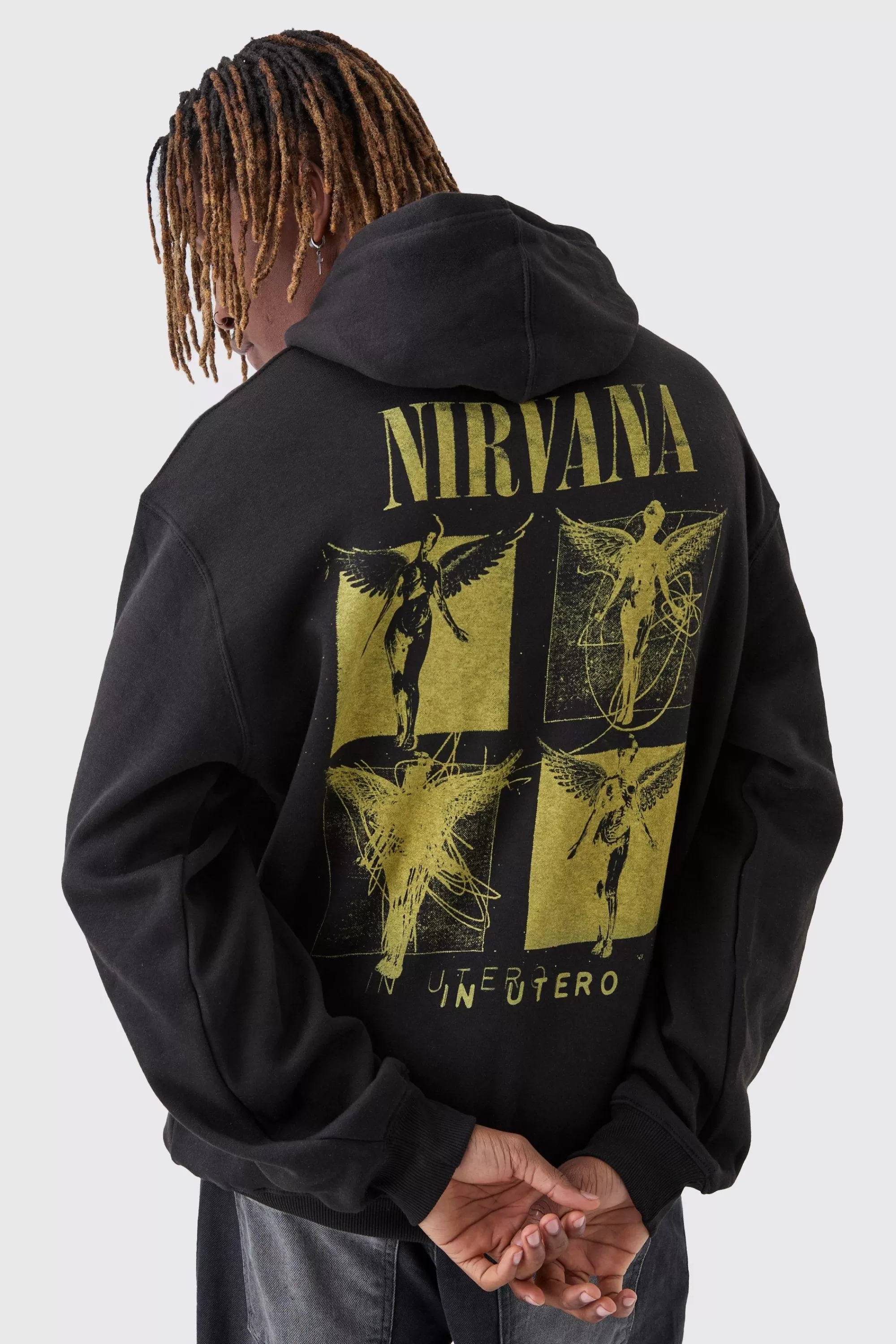 boohooMAN Tall Oversized Nirvana License Print Hoodie | UK