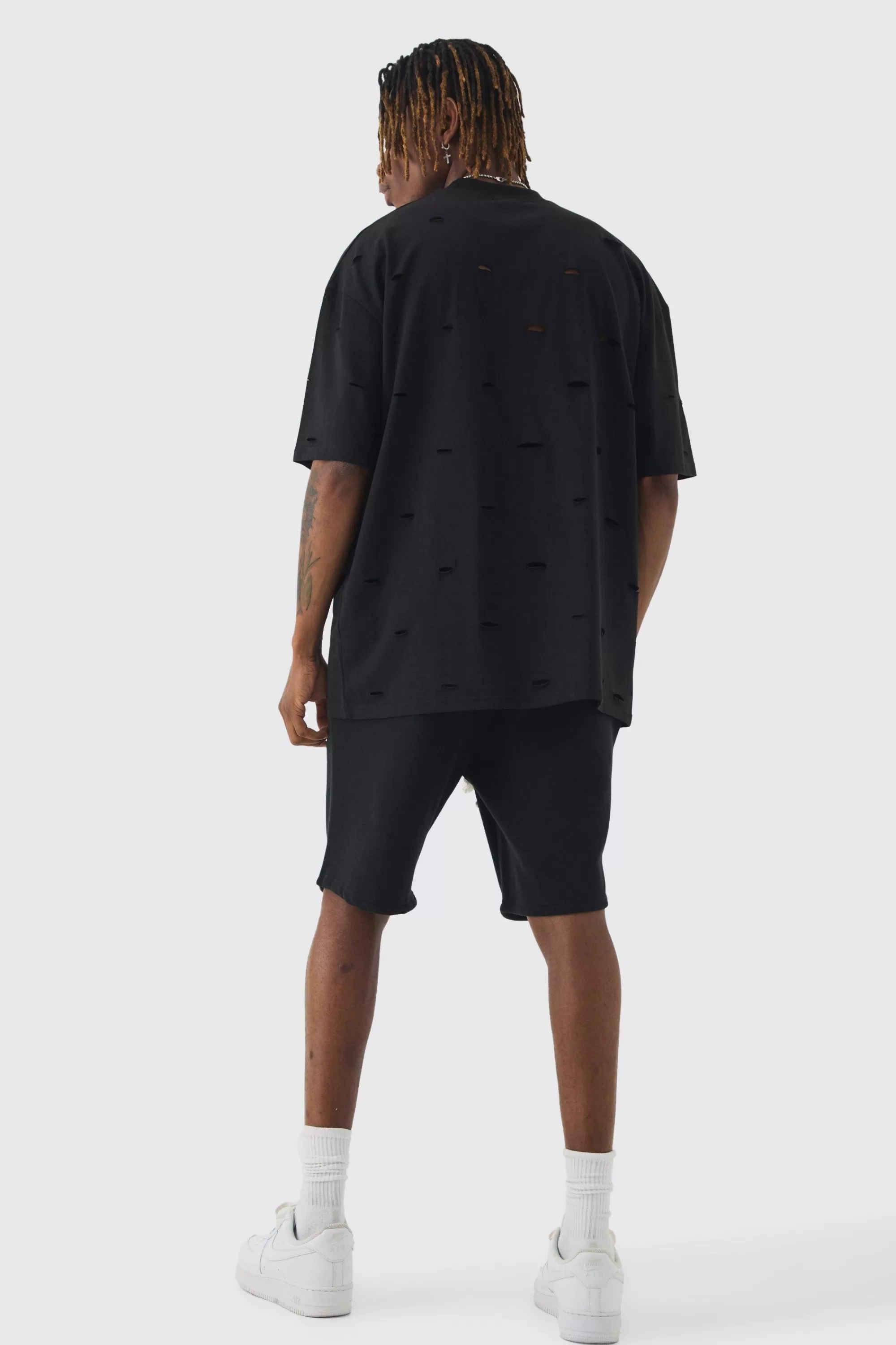 boohooMAN Tall Oversized OFCL Applique Jersey Shorts | UK