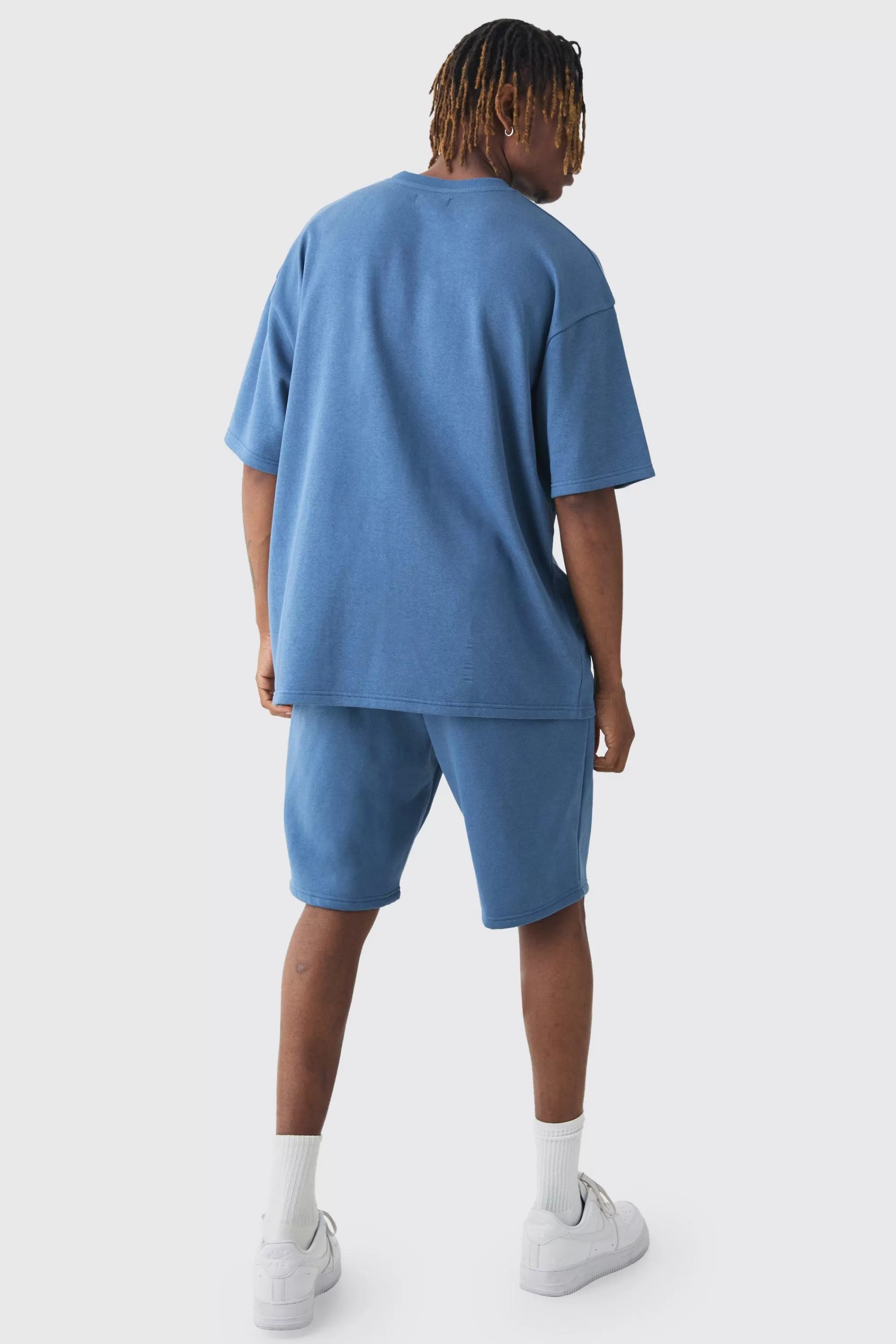 boohooMAN Tall Oversized Ofcl Applique T-shirt & Short Set | UK