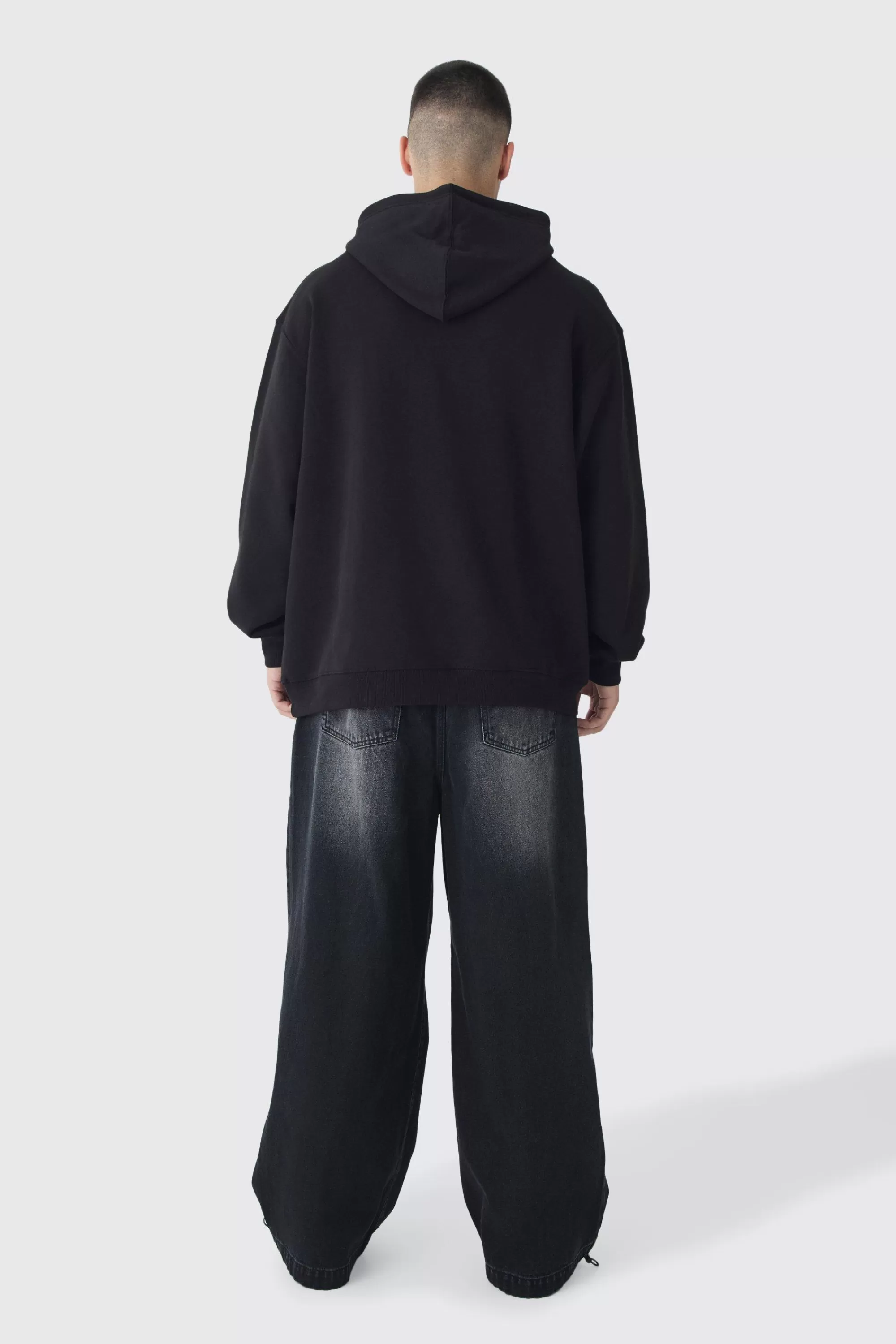 boohooMAN Tall Oversized Official Balaclava Print Hoodie | UK