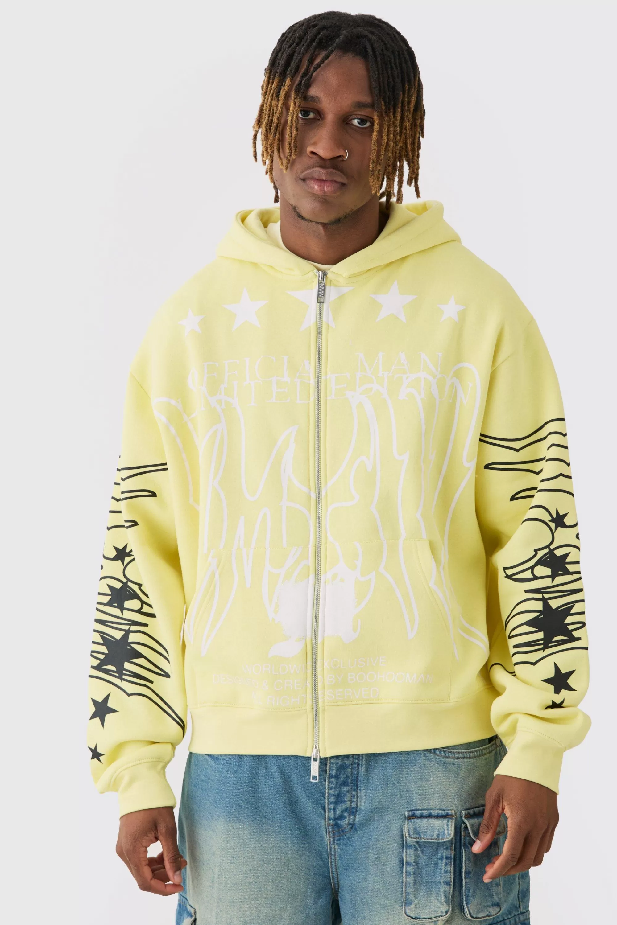 boohooMAN Tall Oversized Official Man Print Hoodie | UK