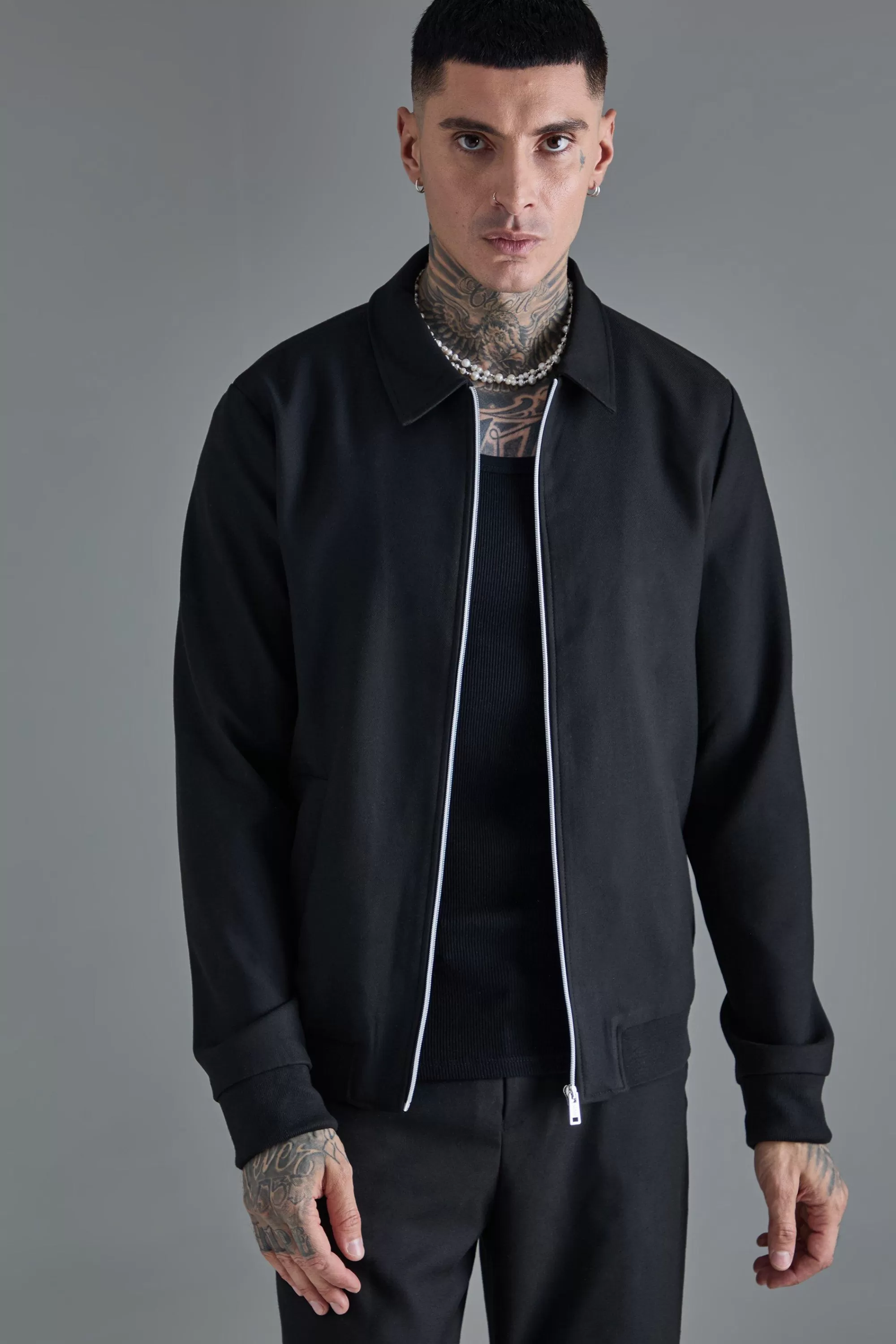 boohooMAN Tall Oversized Smart Bomber Jacket | UK