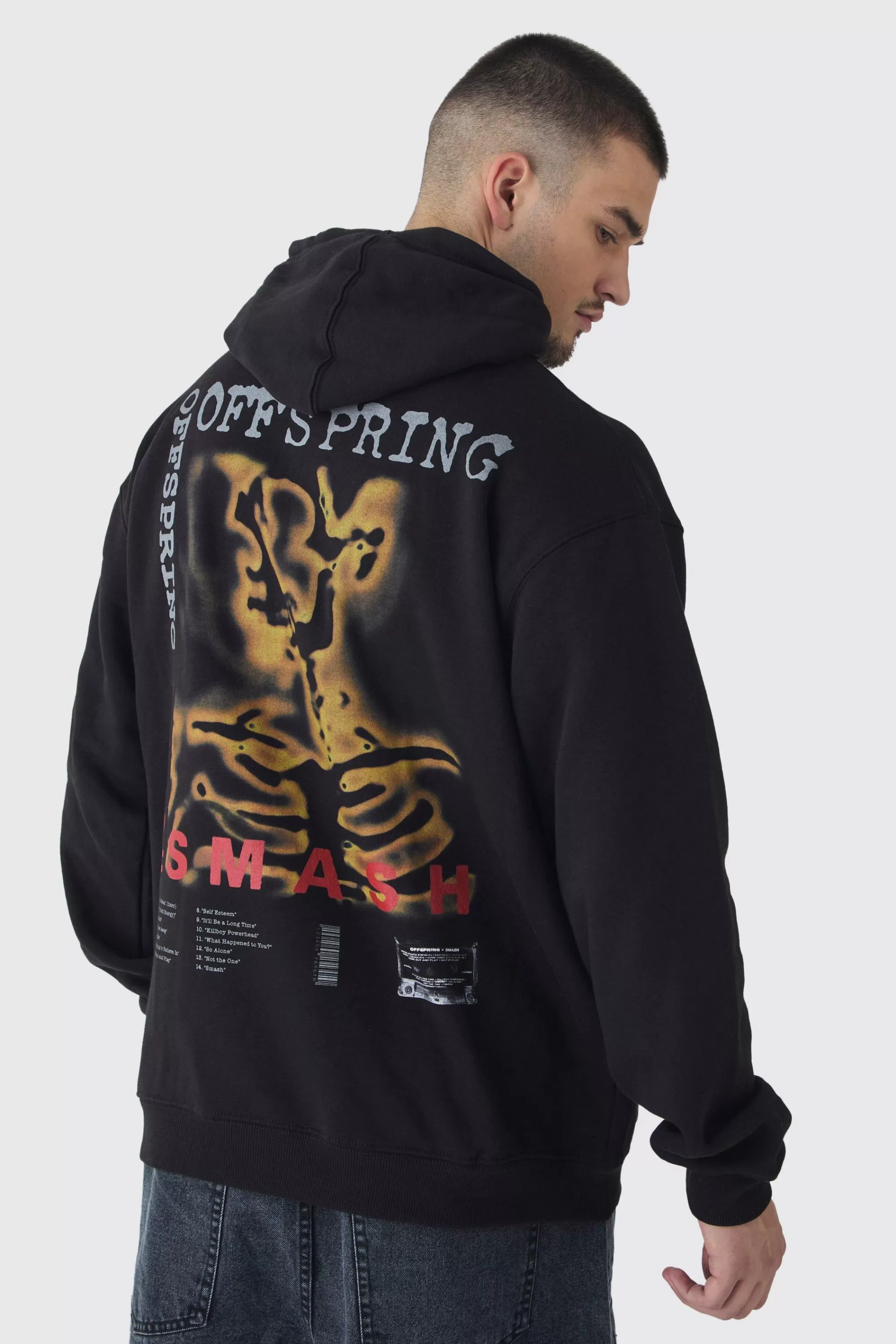boohooMAN Tall Oversized The Offspring License Back Print Hoodie | UK