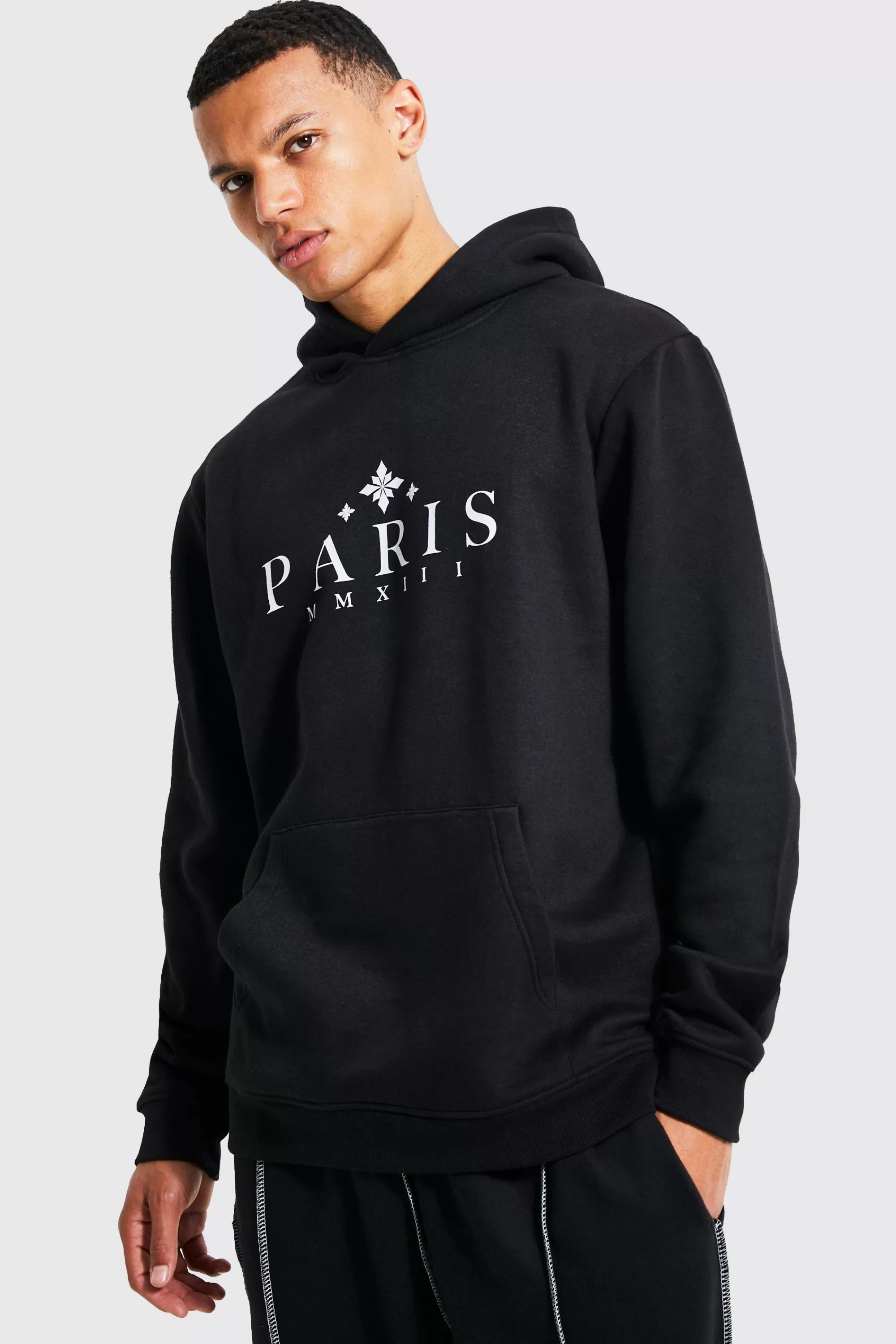 boohooMAN Tall Paris City Print Hoodie | UK