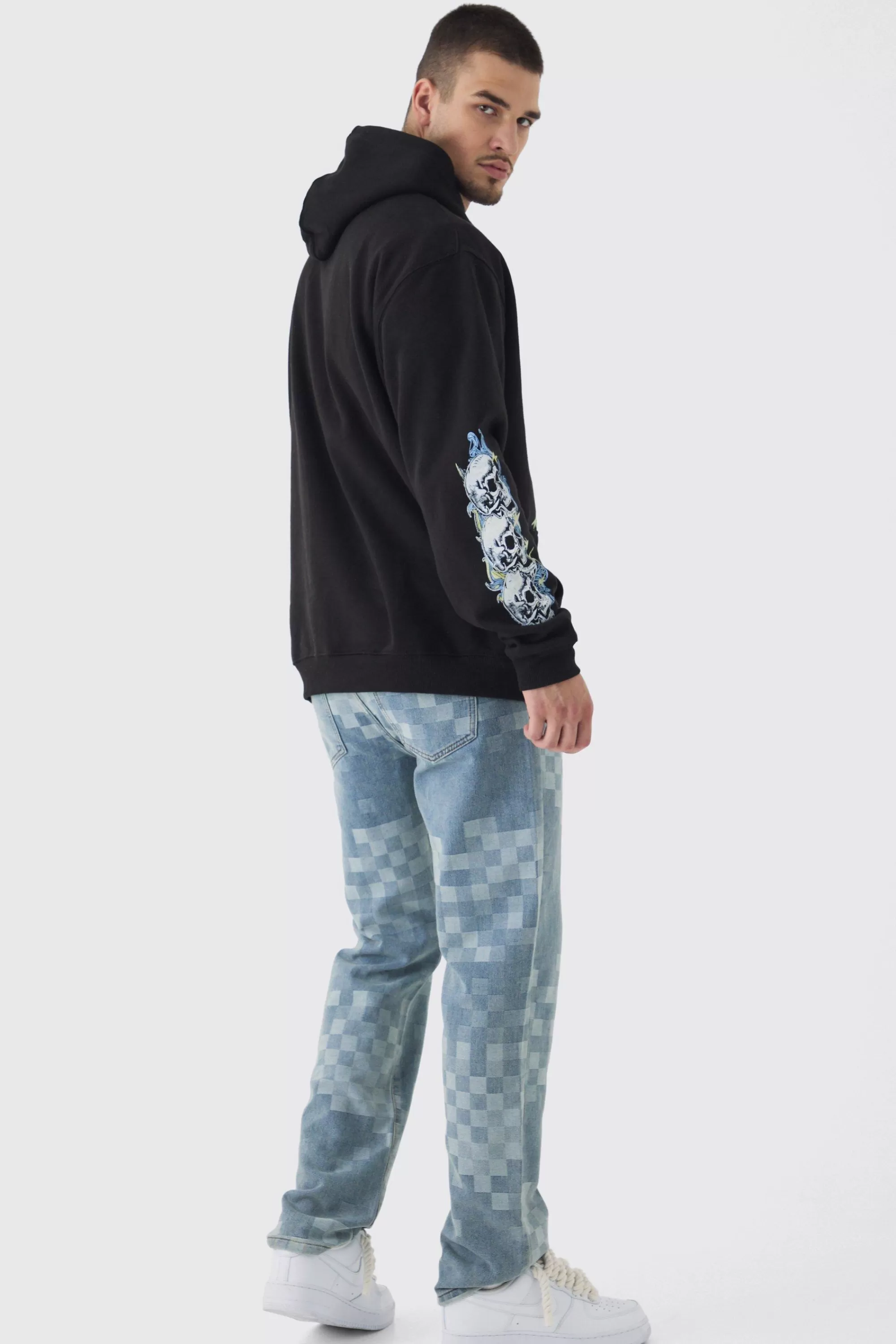 boohooMAN Tall Pour Homme Butterfly Print Oversized Hoodie In | UK