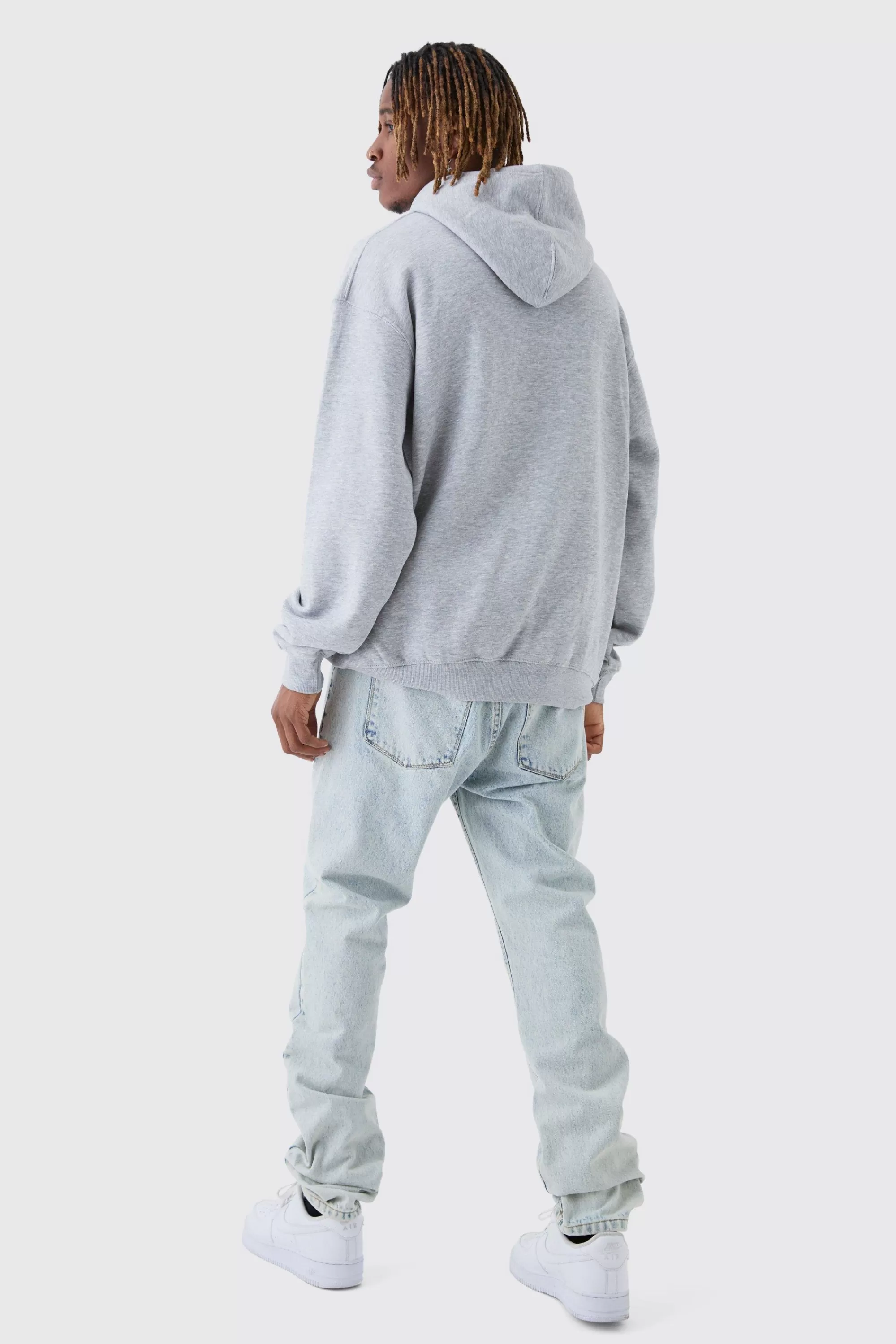 boohooMAN Tall Puff Print Off The Grid Overdyed Hoodie | UK