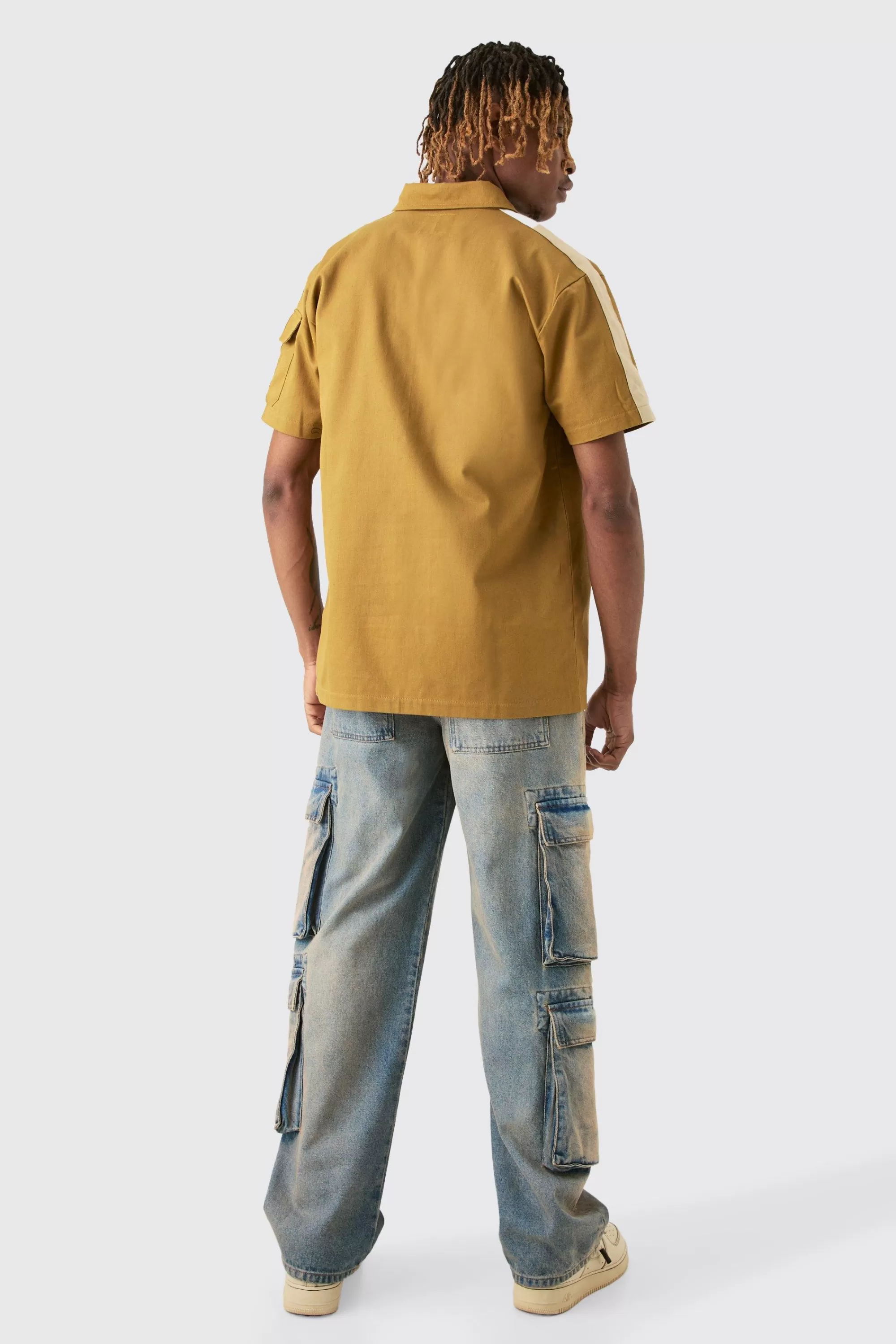 boohooMAN Tall Regular Panel Twill Shirt | UK