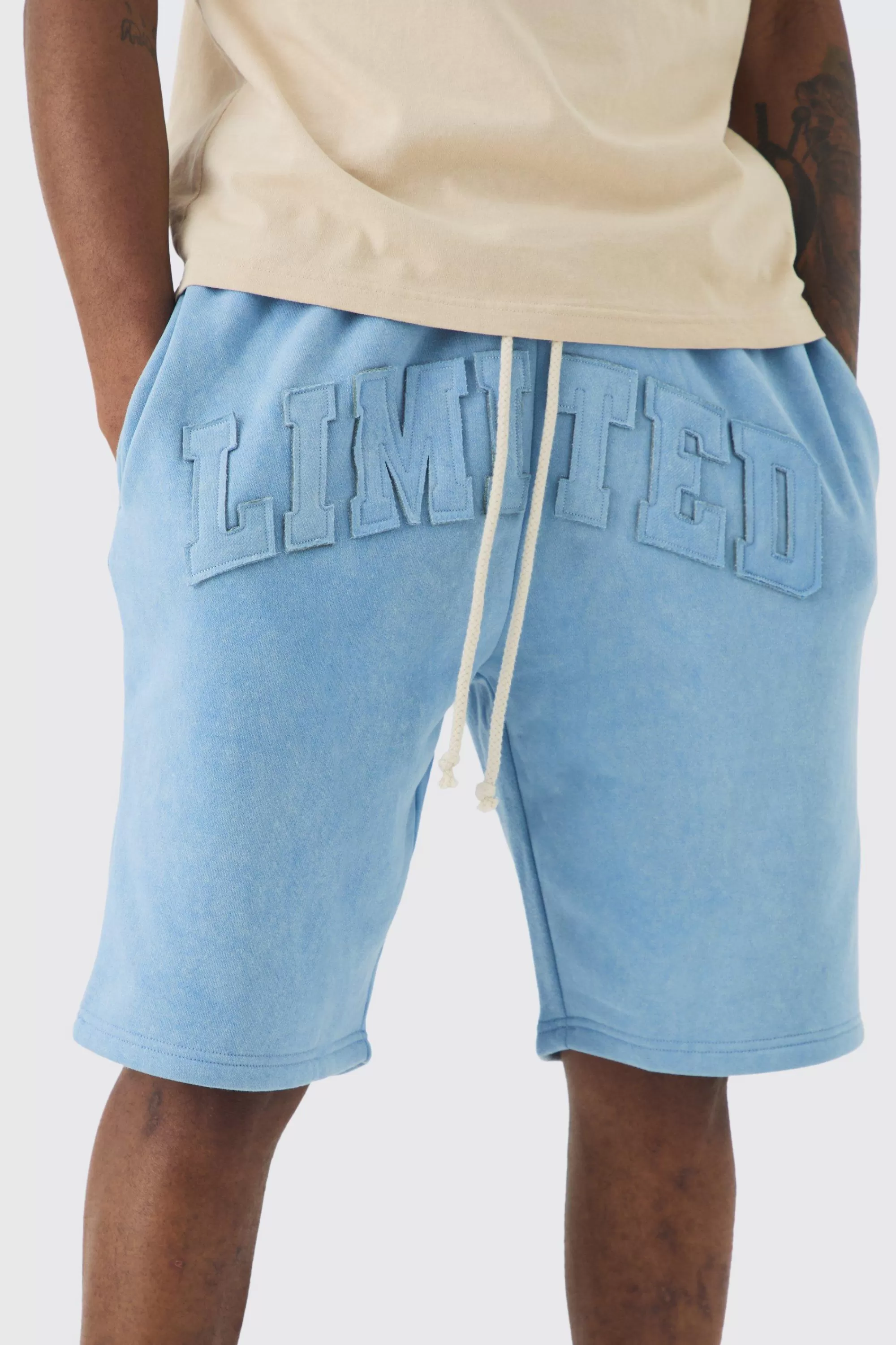 boohooMAN Tall Relaxed Fit Cross Printed Washed Jersey Shorts | UK