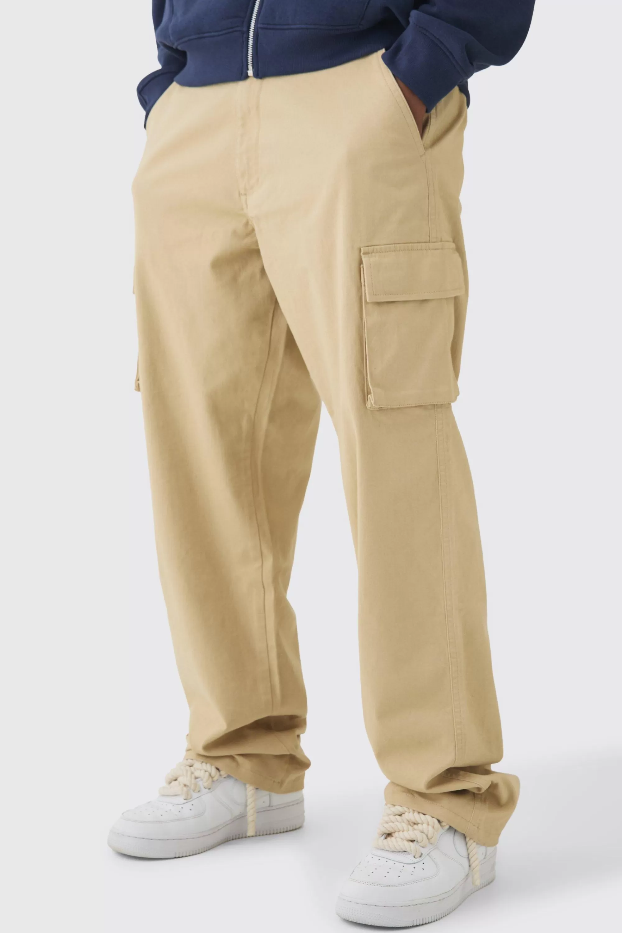 boohooMAN Tall Relaxed Fit Fixed Waist Cargo Trousers | UK