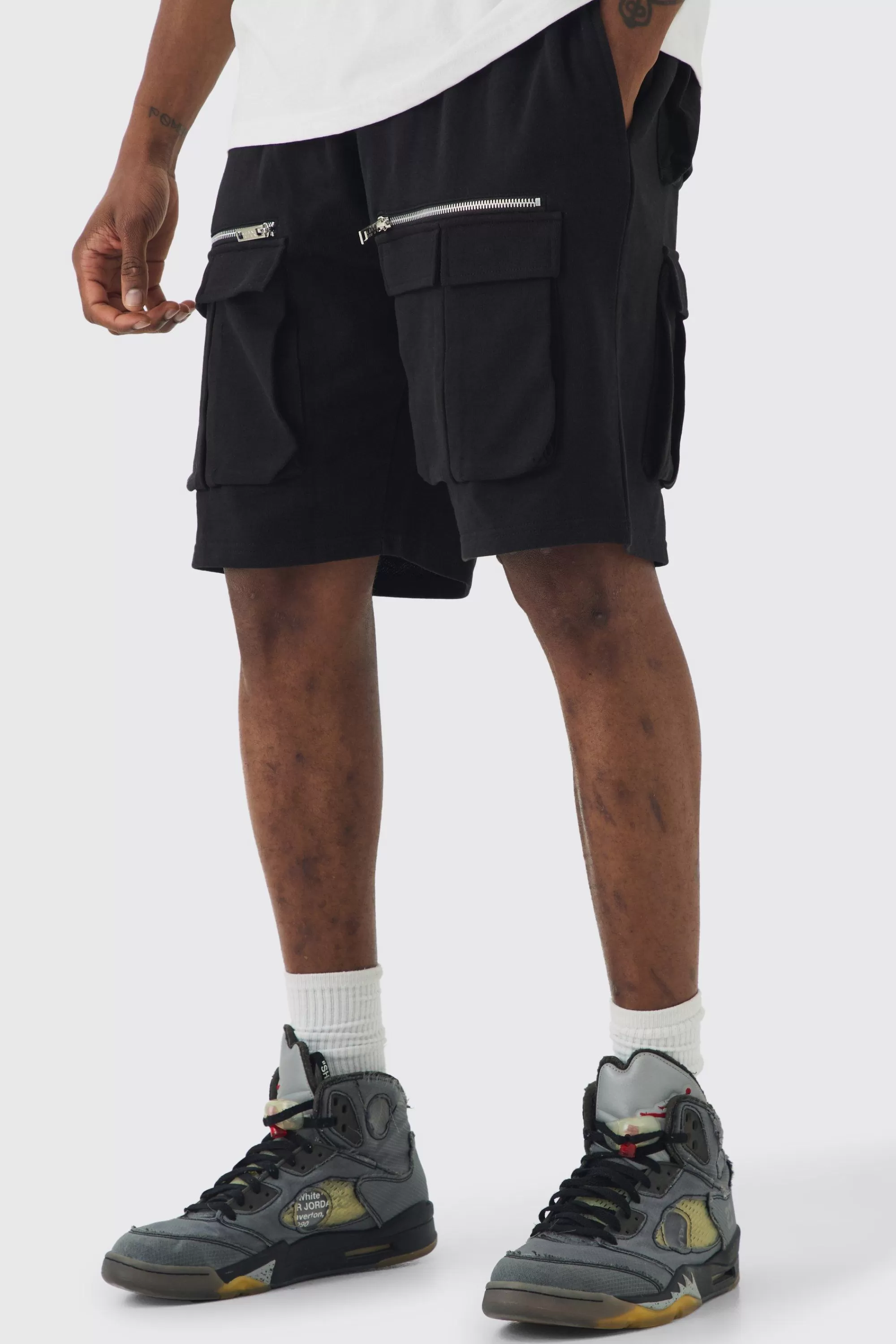 boohooMAN Tall Relaxed Fit Utility Jersey Short | UK