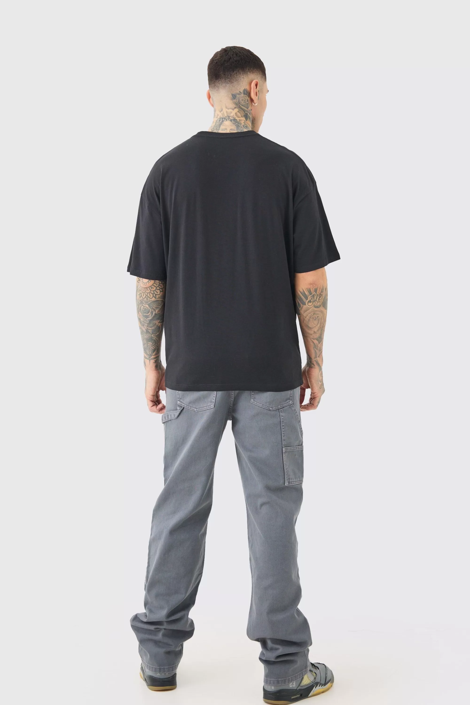 boohooMAN Tall Relaxed Overdye Carpenter Trouser | UK