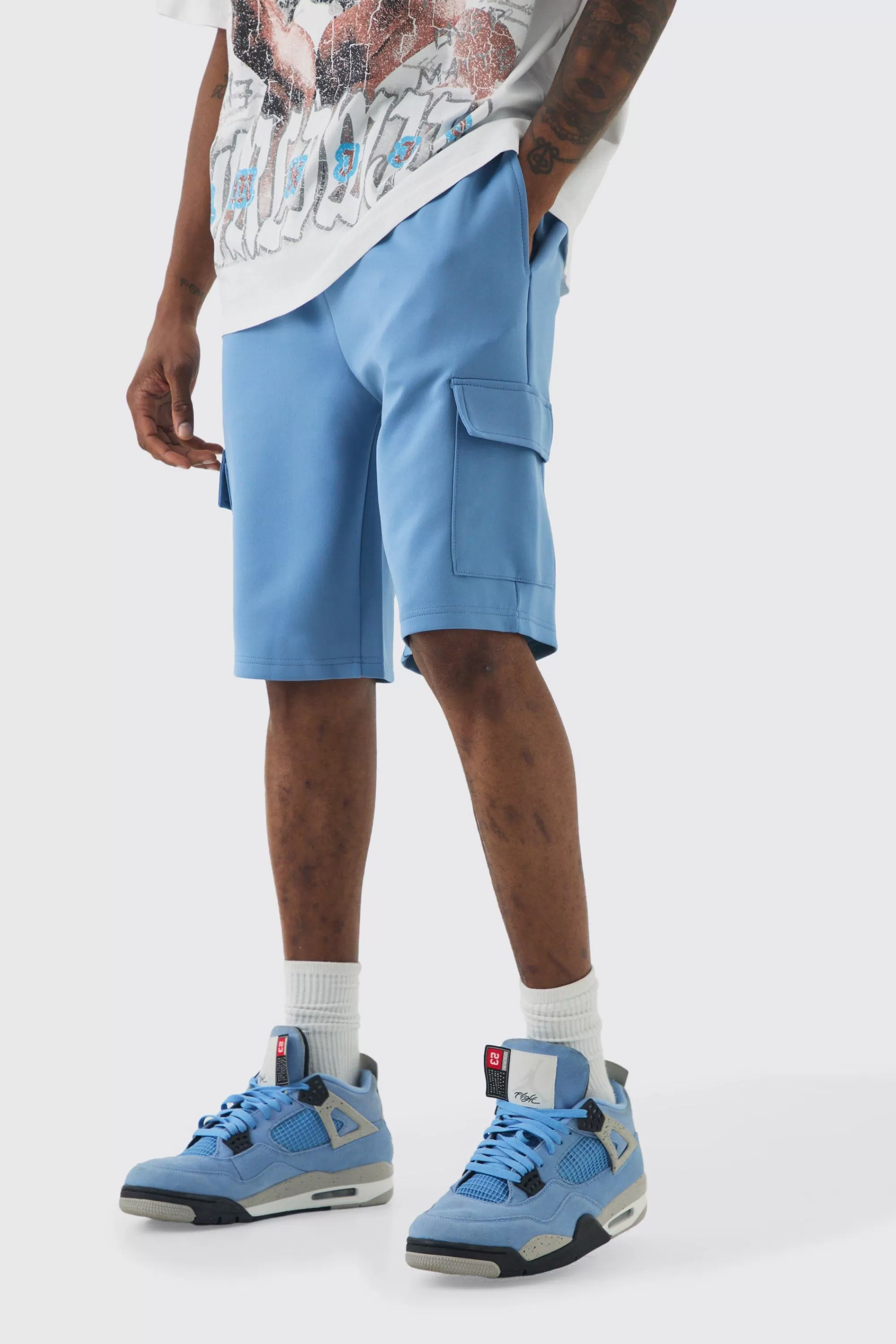 boohooMAN Tall Scuba Relaxed Cargo Shorts | UK