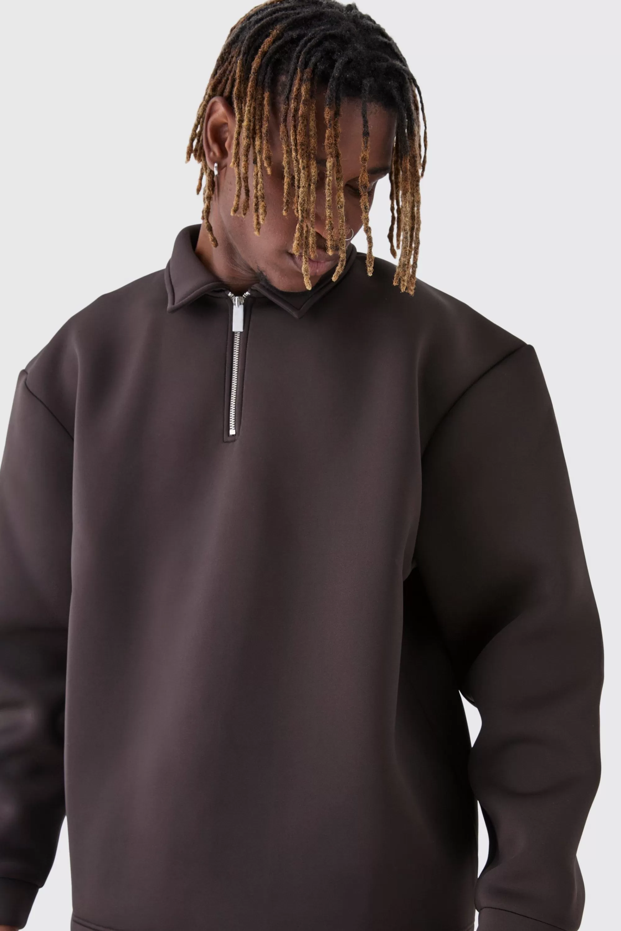 boohooMAN Tall Scuba Rugby Sweat | UK