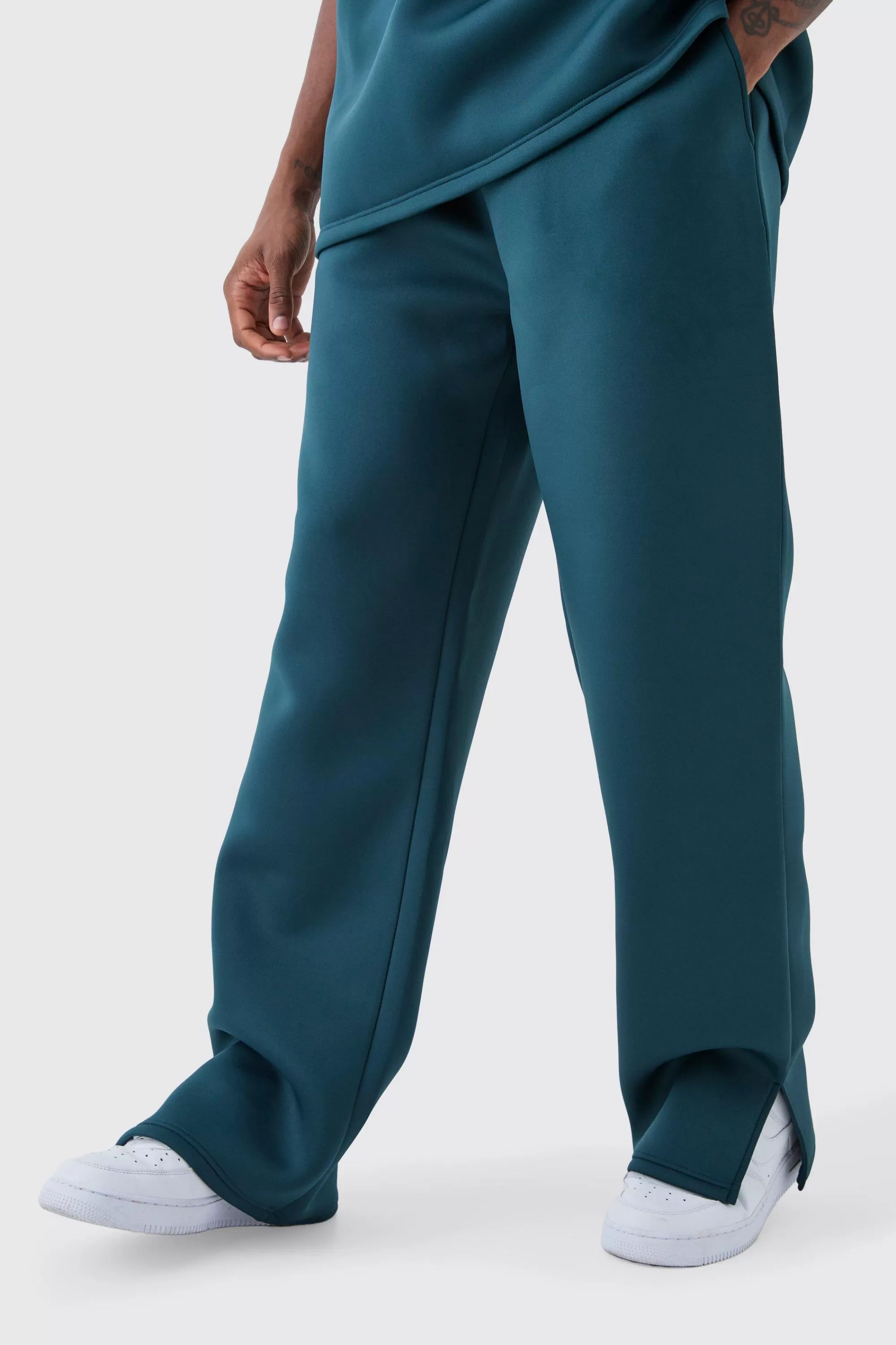 boohooMAN Tall Scuba Split Hem Joggers | UK