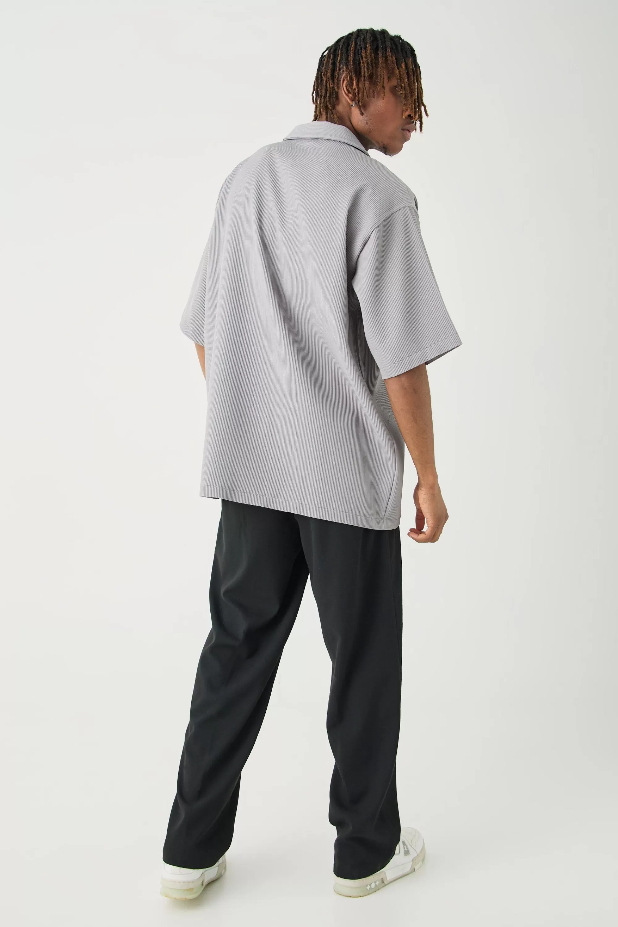 boohooMAN Tall Short Sleeve Pleated Oversized Shirt | UK