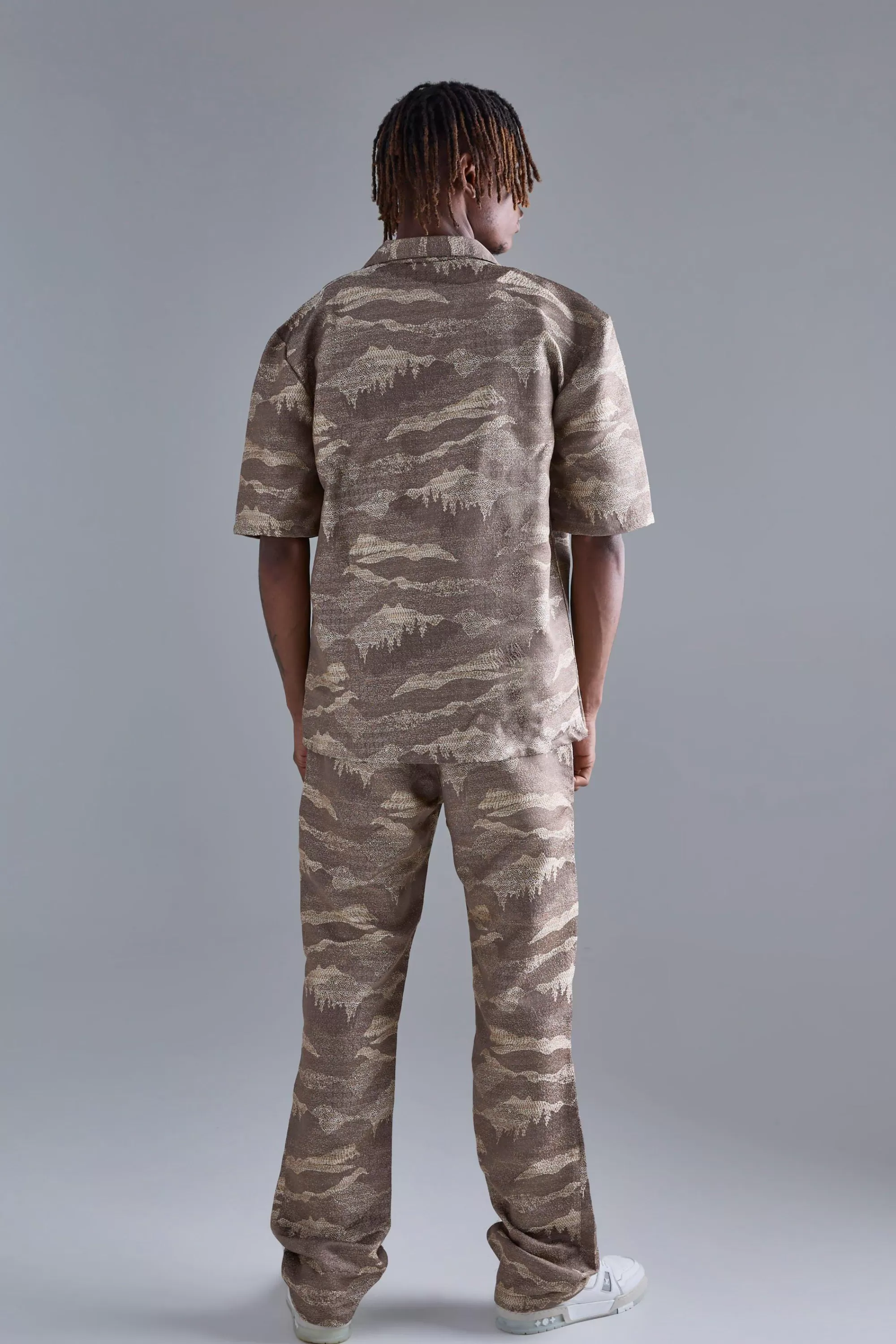 boohooMAN Tall Short Sleeve Textured Drop Revere Shirt In | UK