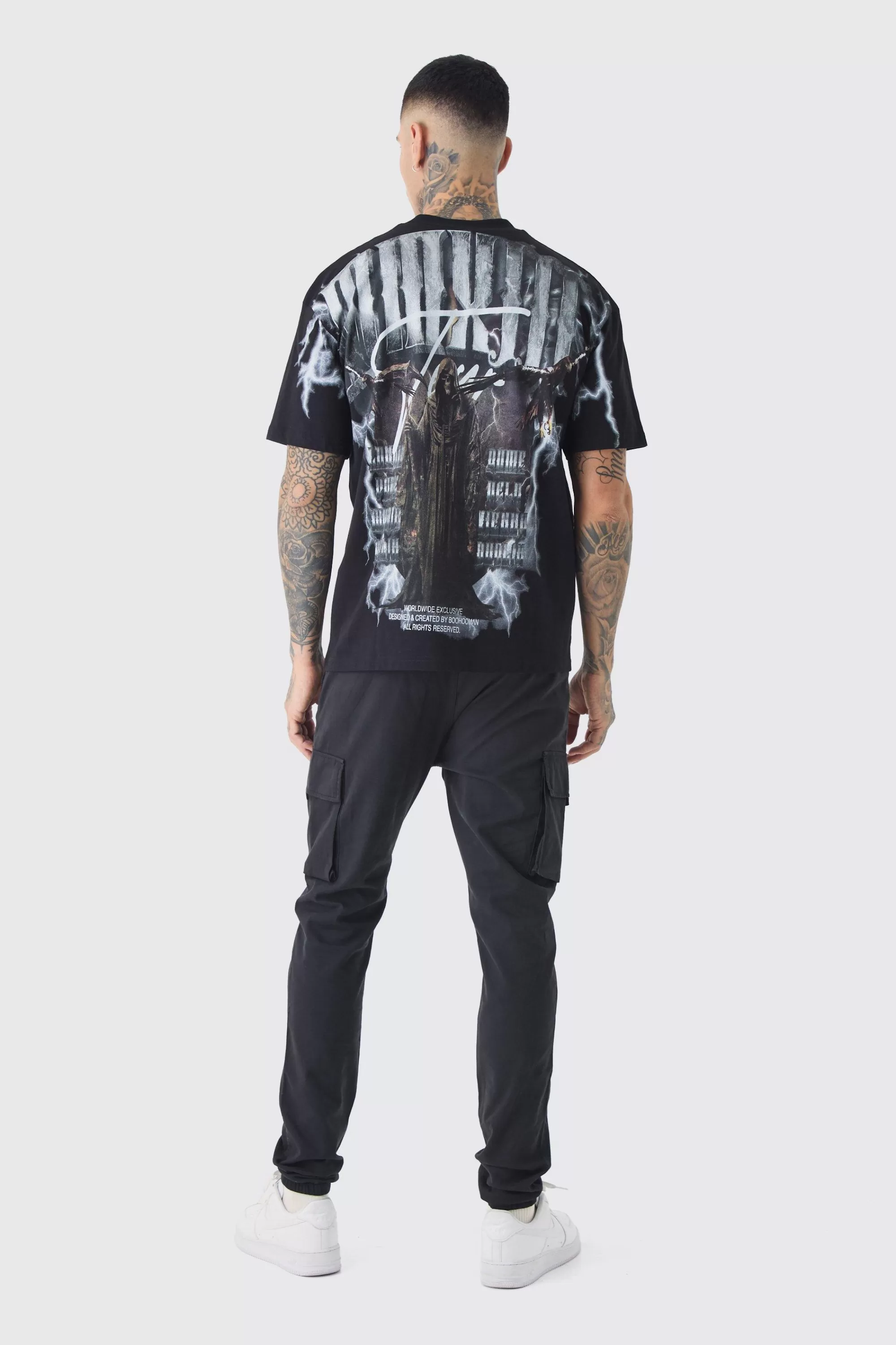 boohooMAN Tall Skinny Fit Elasticated Waist Cuffed Cargo Trousers | UK
