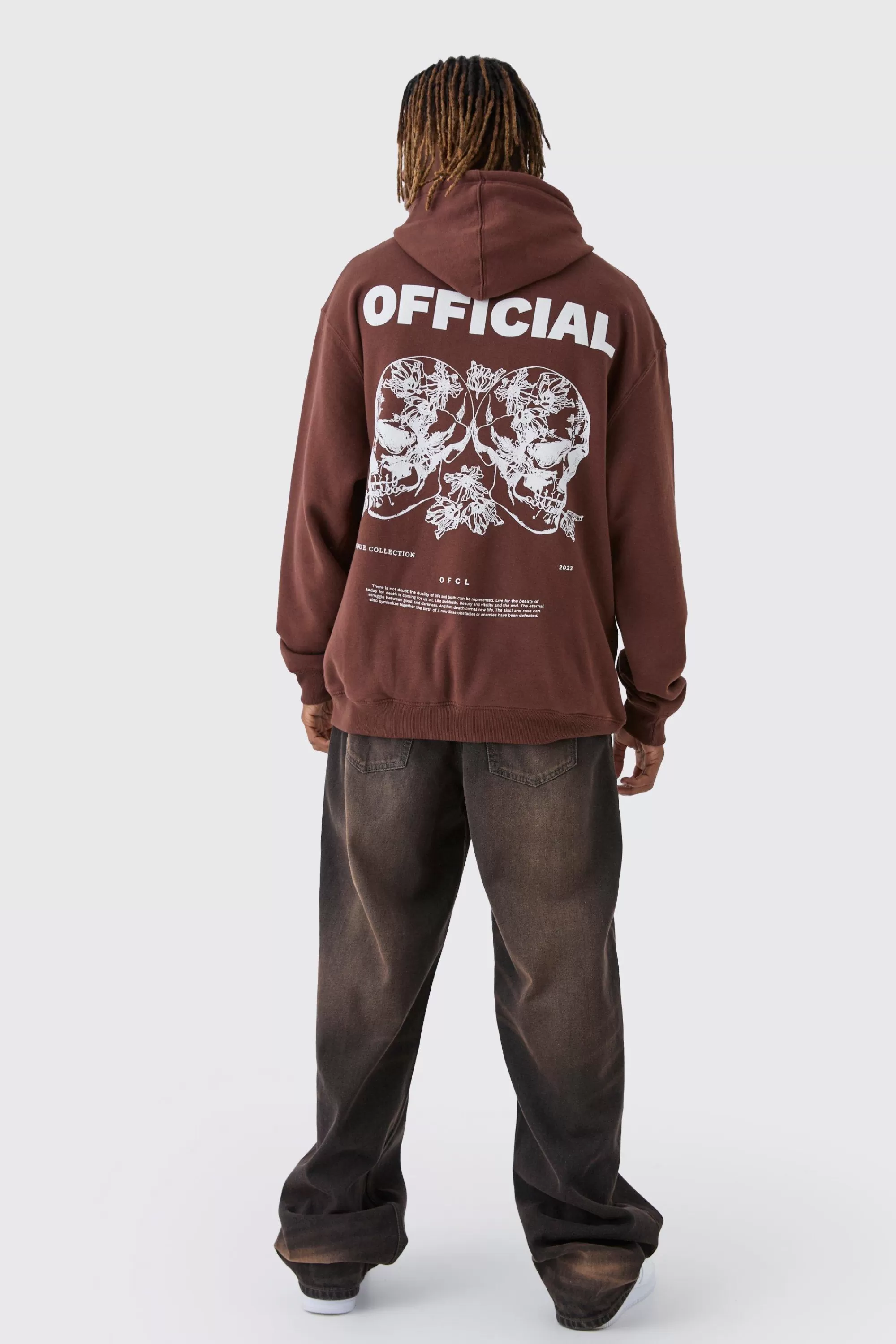 boohooMAN Tall Skull Back Print Oversized Hoodie | UK
