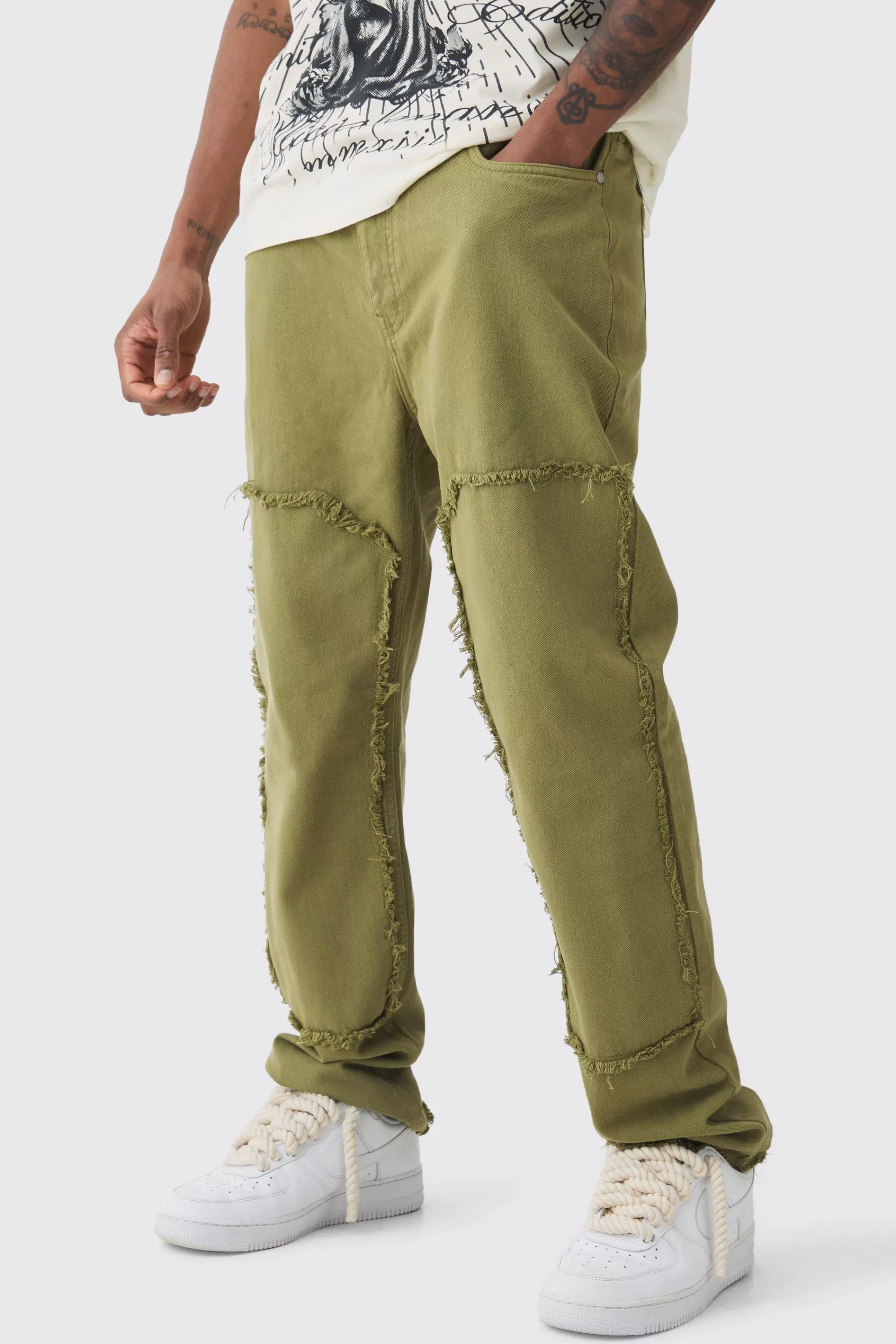 boohooMAN Tall Slim Leg Overdyed Carpenter Trouser In | UK