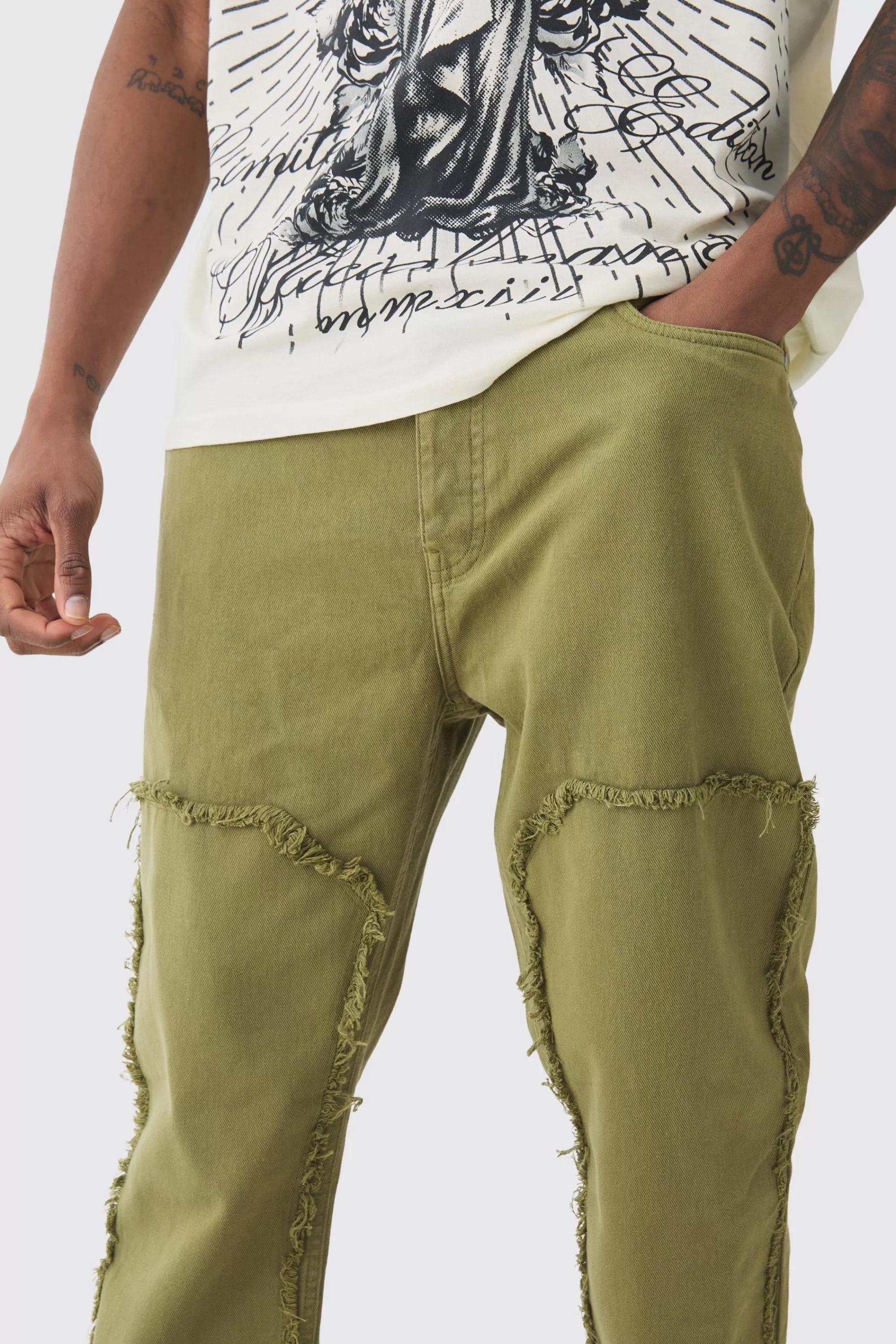 boohooMAN Tall Slim Leg Overdyed Carpenter Trouser In | UK