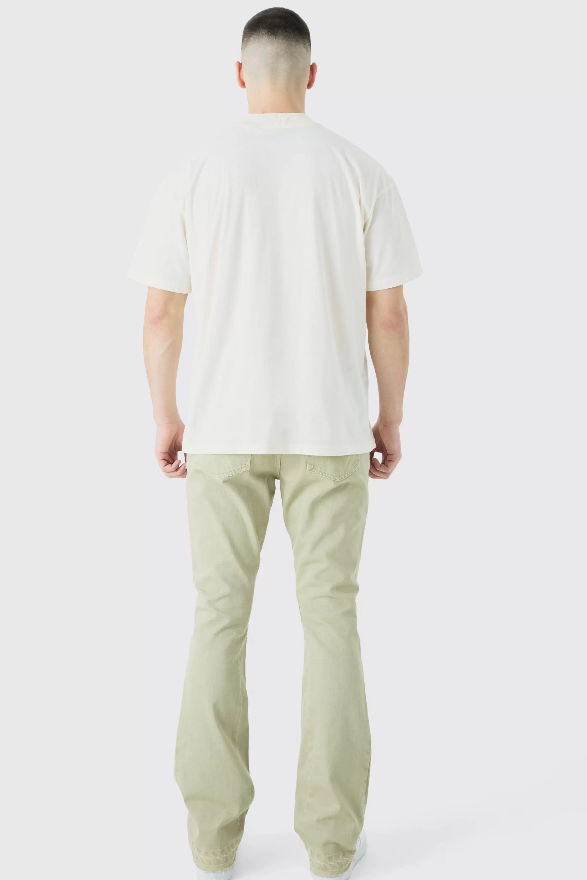 boohooMAN Tall Slim Rigid Flare Gusset Detail Jeans | UK