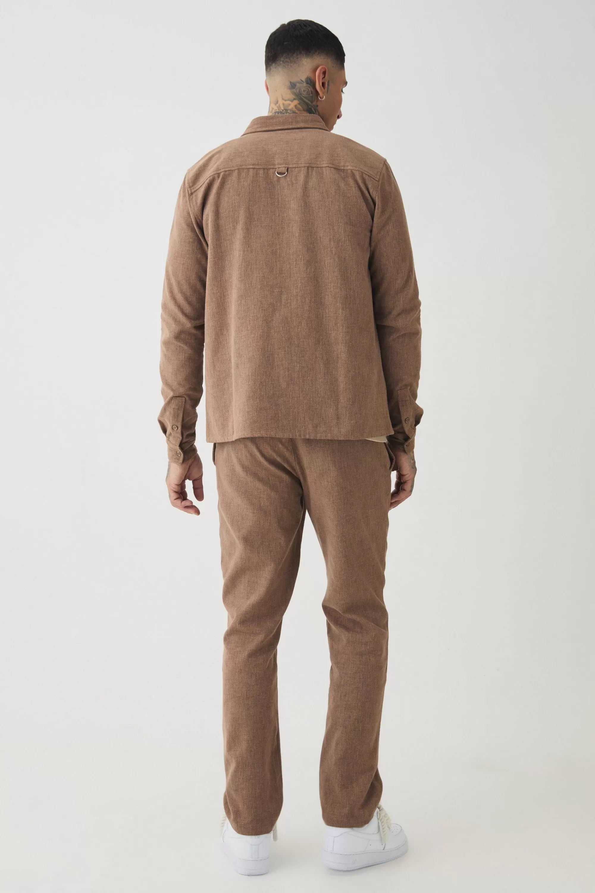 boohooMAN Tall Smart Shirt Set In | UK