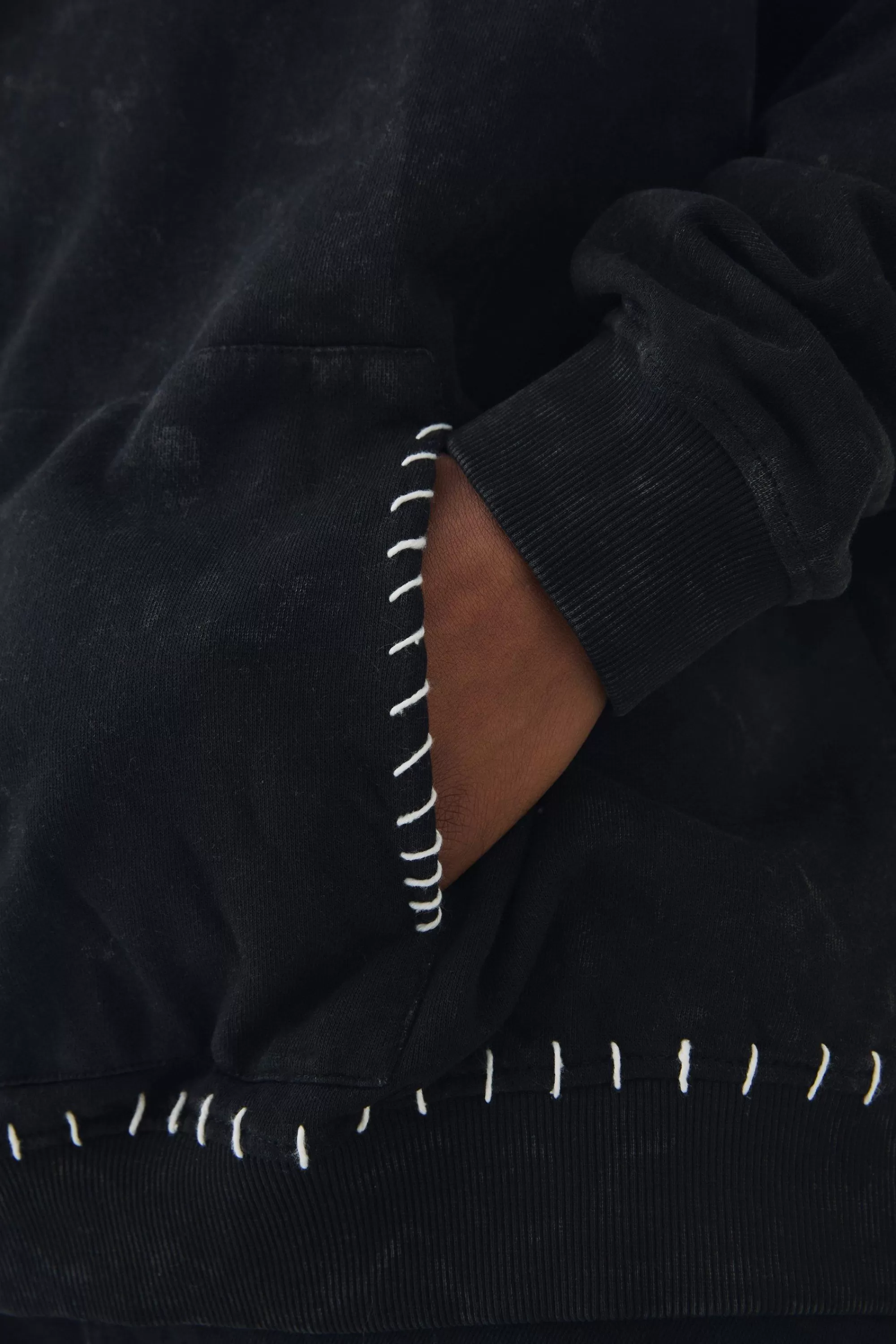 boohooMAN Tall Stitch Detail Oversized Washed Hoodie | UK