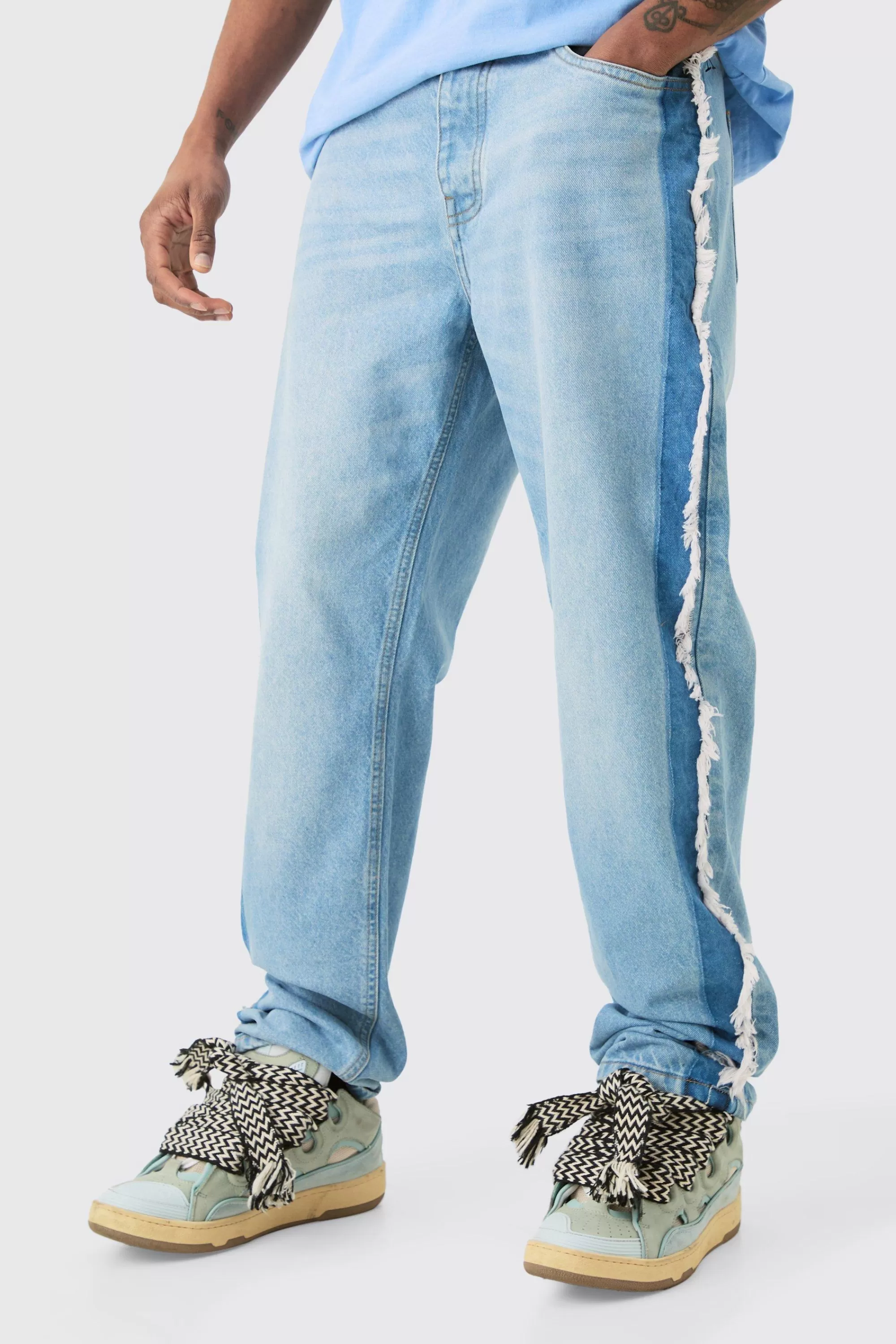 boohooMAN Tall Straight Fit Frayed Jean | UK