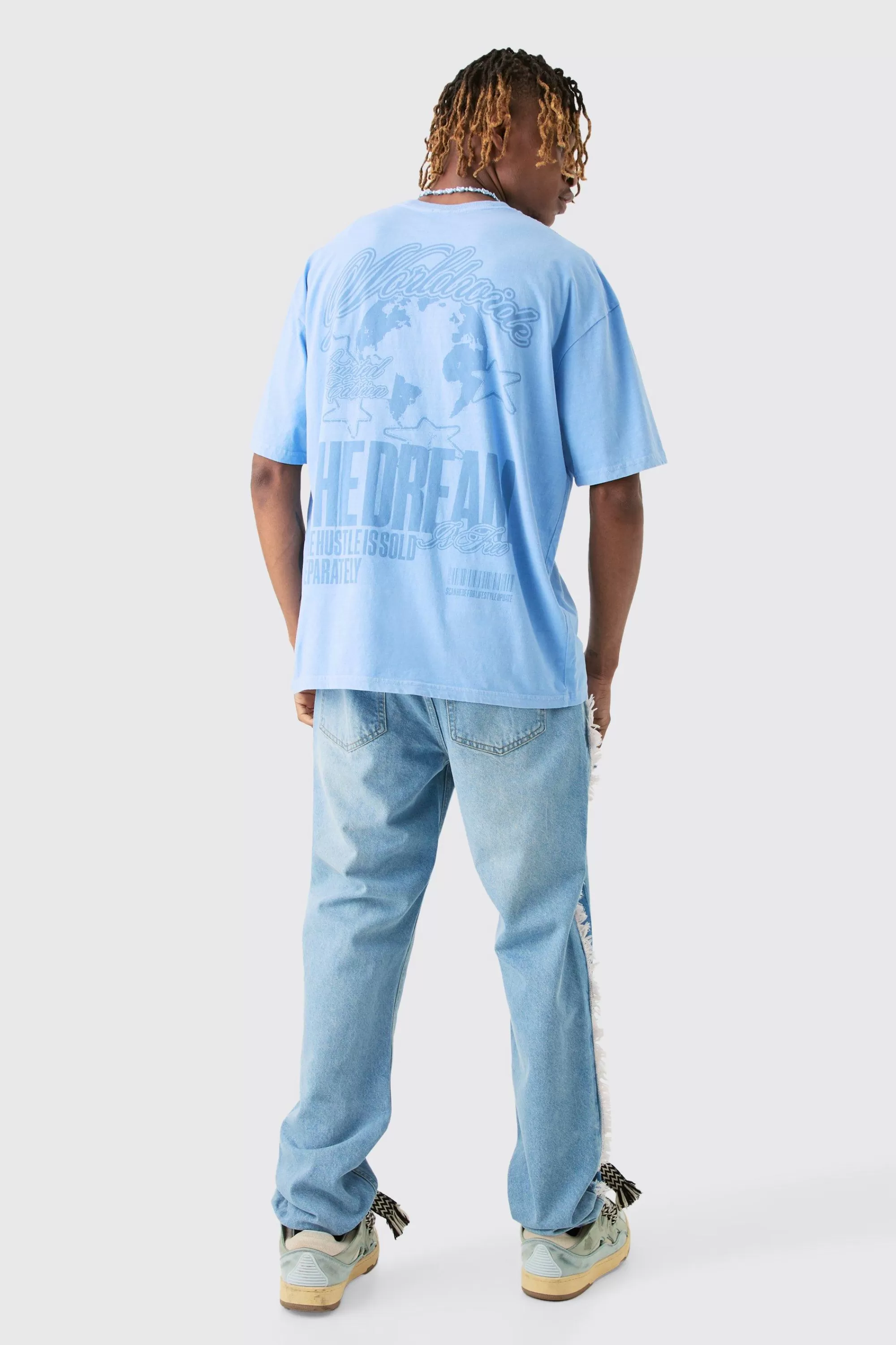 boohooMAN Tall Straight Fit Frayed Jean | UK
