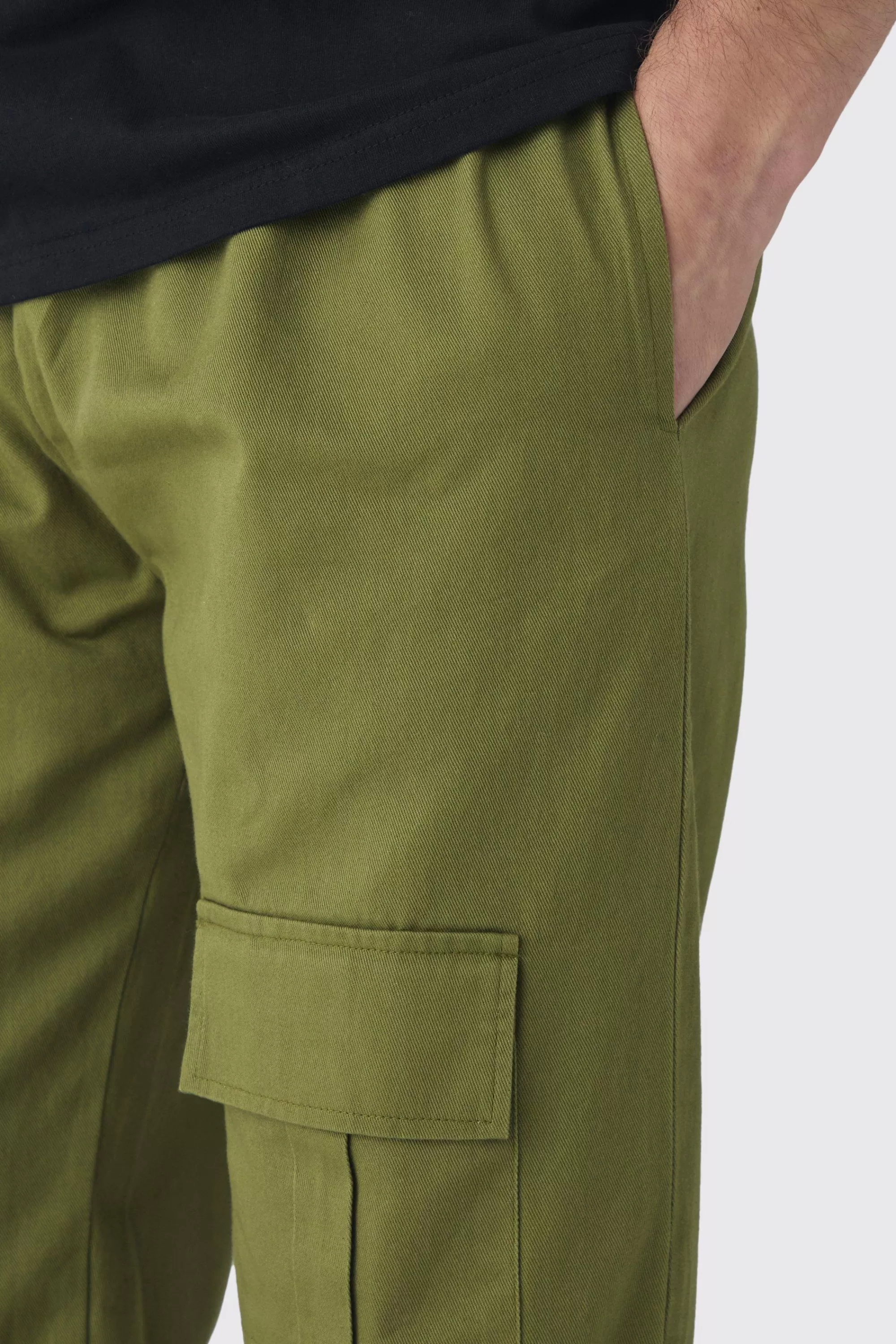 boohooMAN Tall Straight Fit Front Pocket Twill Overdyed Cargo Trouser | UK