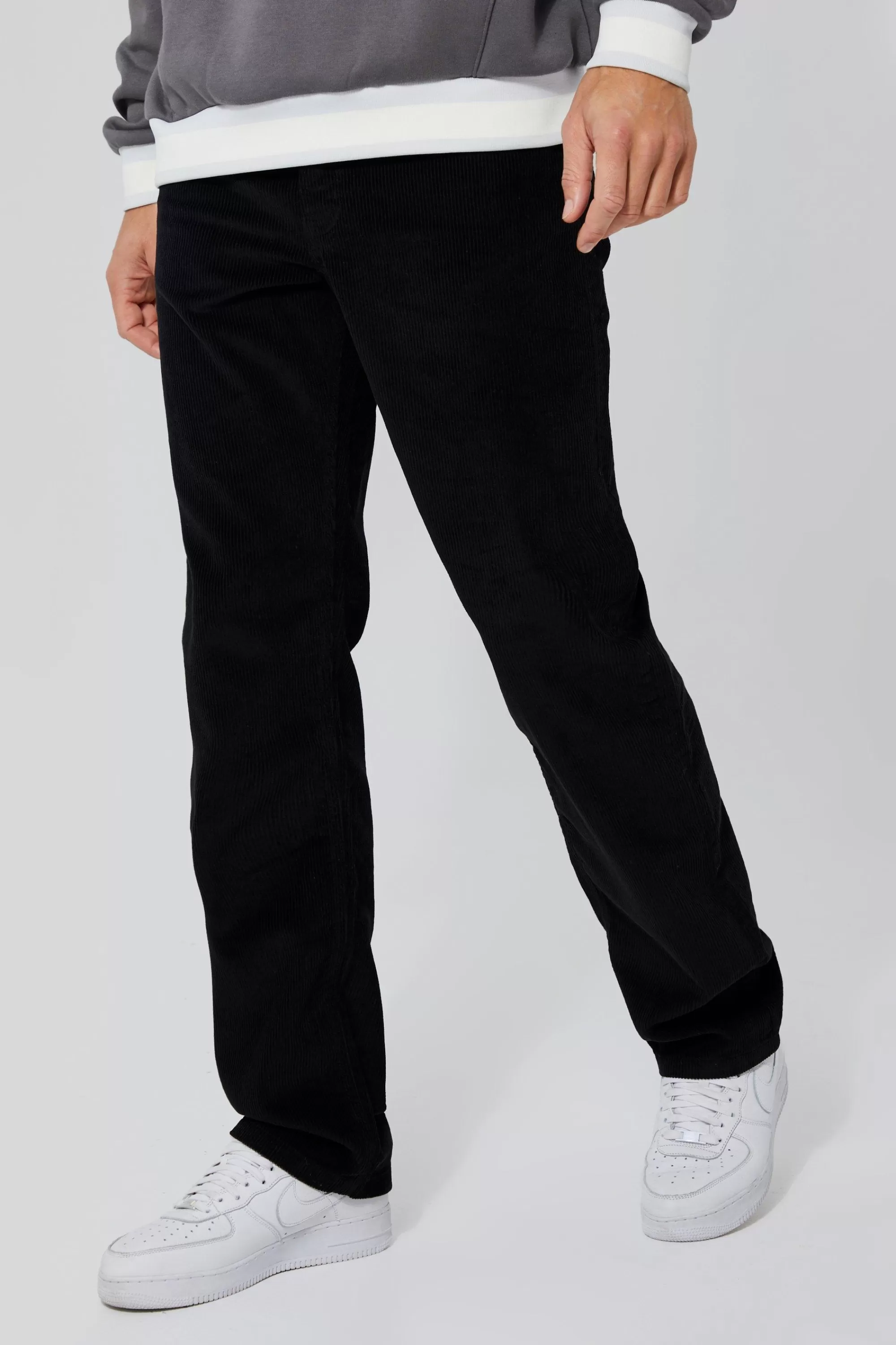 boohooMAN Tall Straight Leg Cord Trouser | UK
