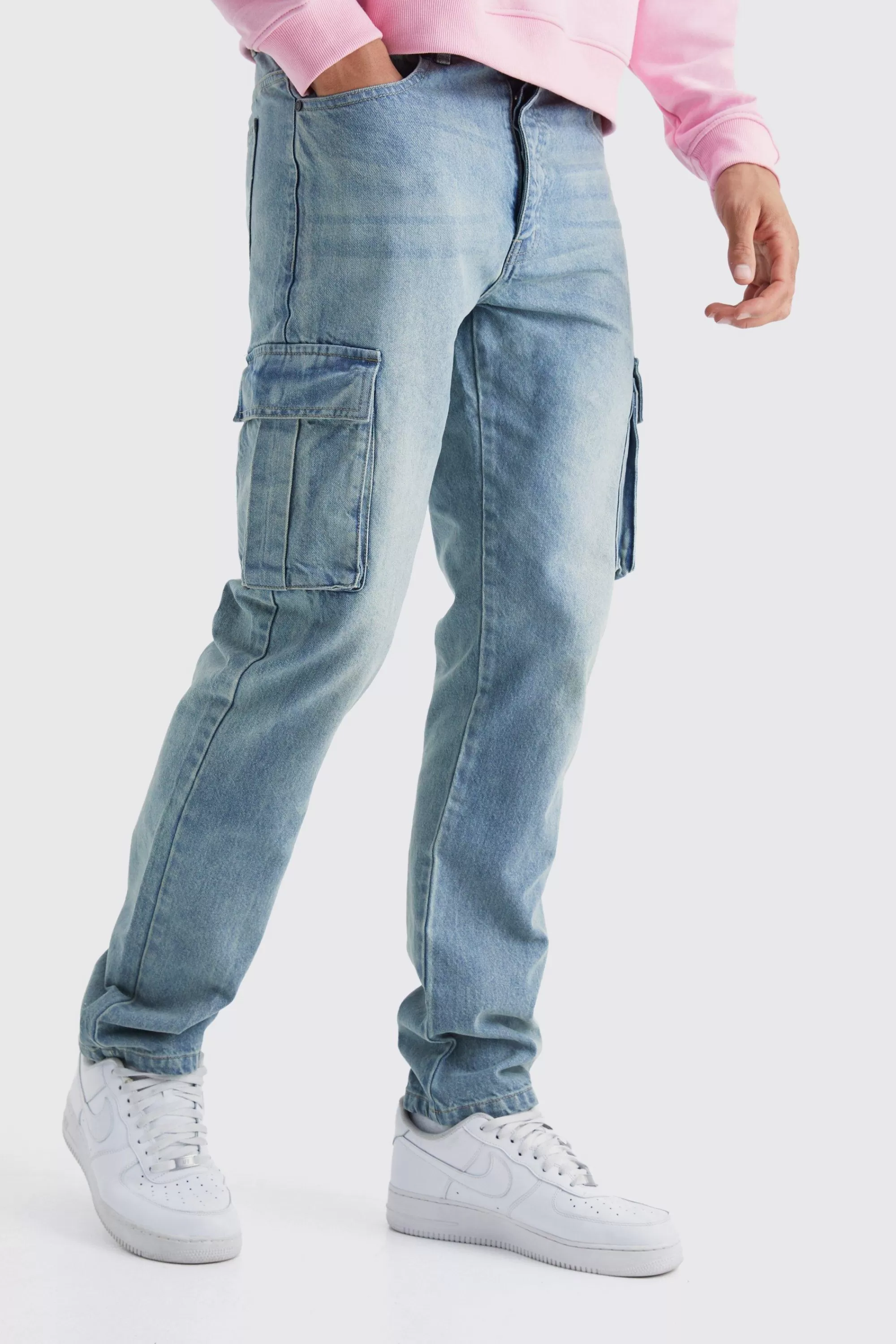 boohooMAN Tall Straight Rigid Cargo Jeans | UK
