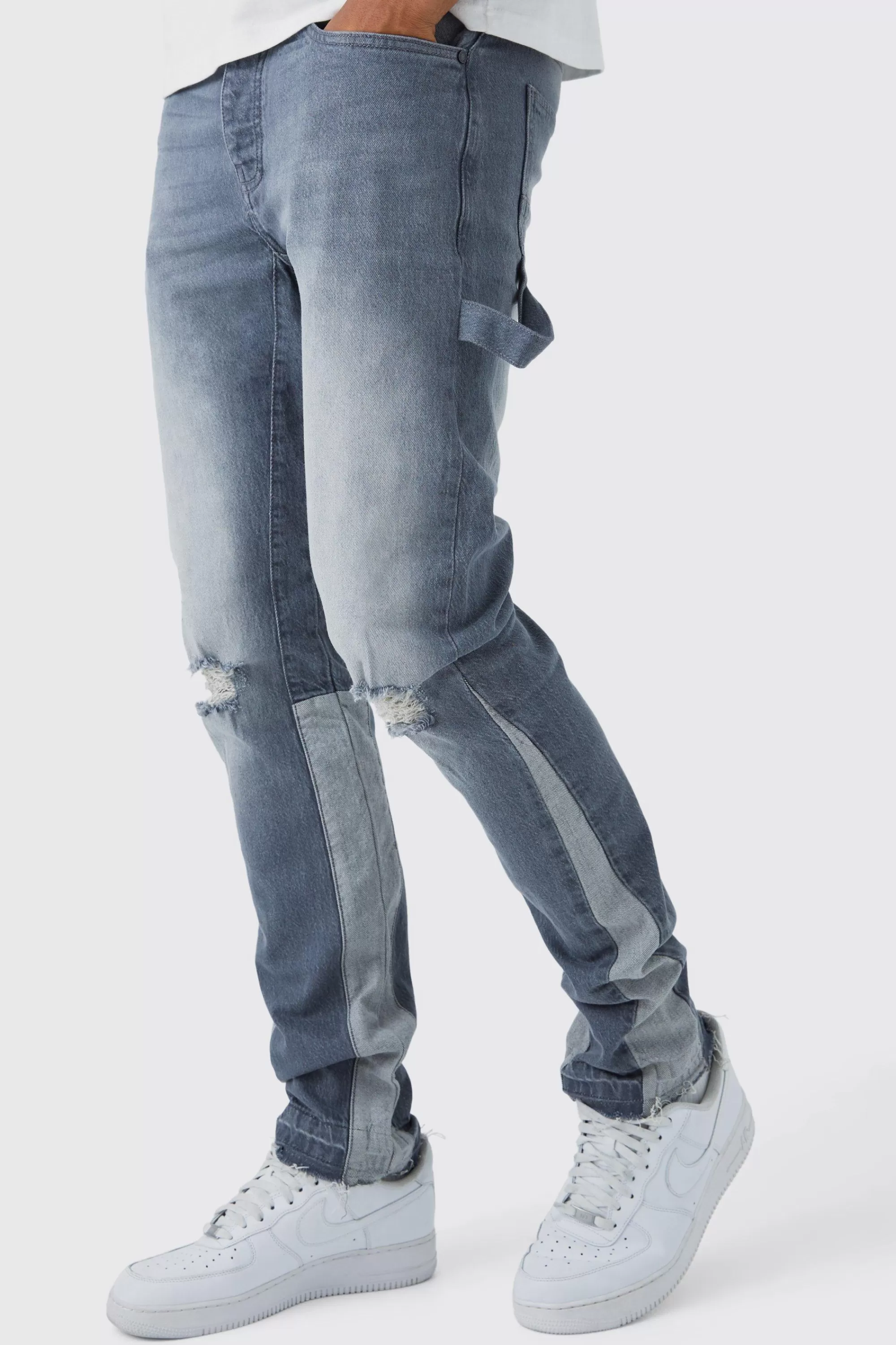 boohooMAN Tall Straight Rigid Carpenter Jeans | UK
