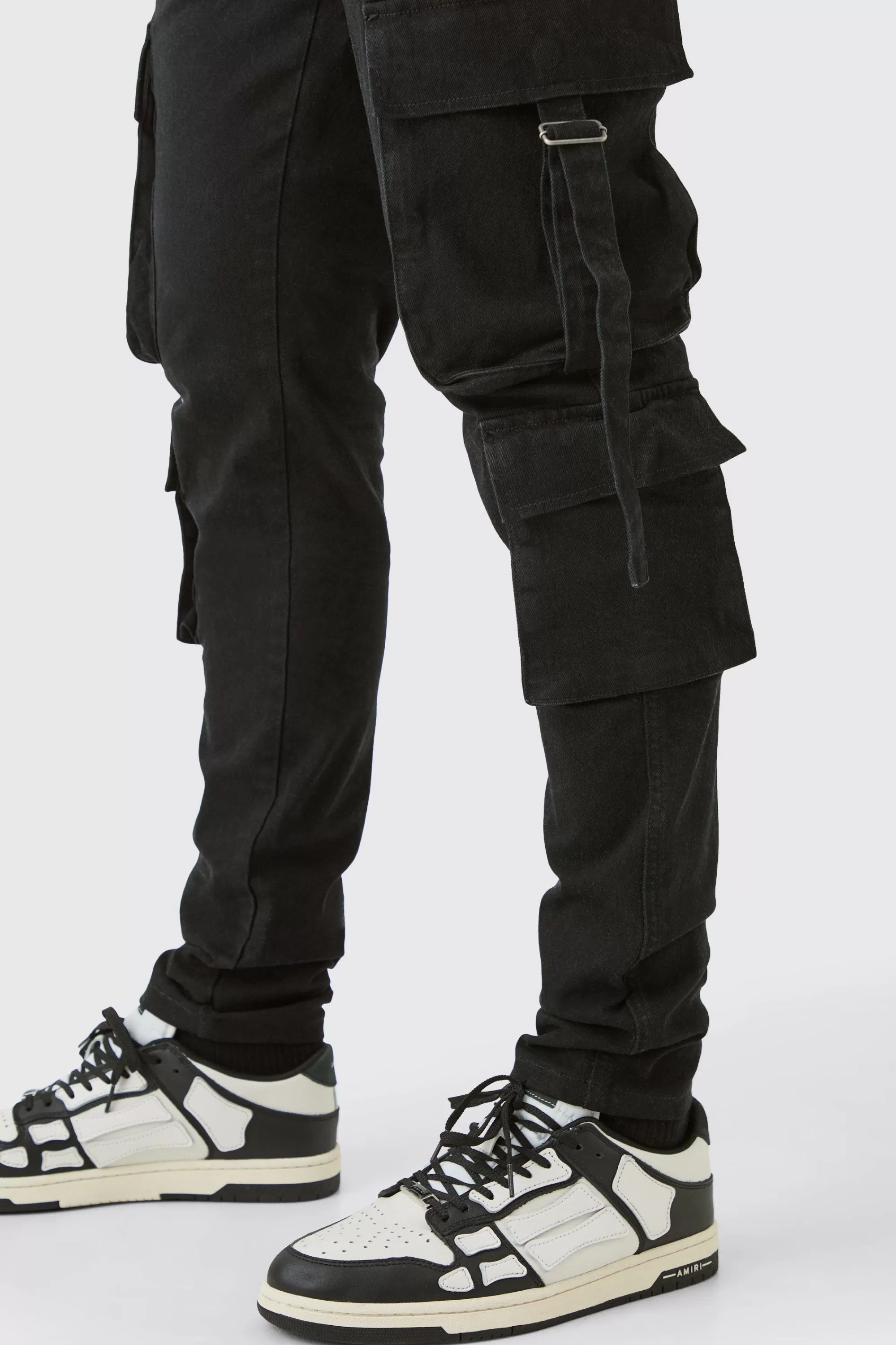 boohooMAN Tall Stretch Skinny Cargo Pocket Detail Jean In | UK